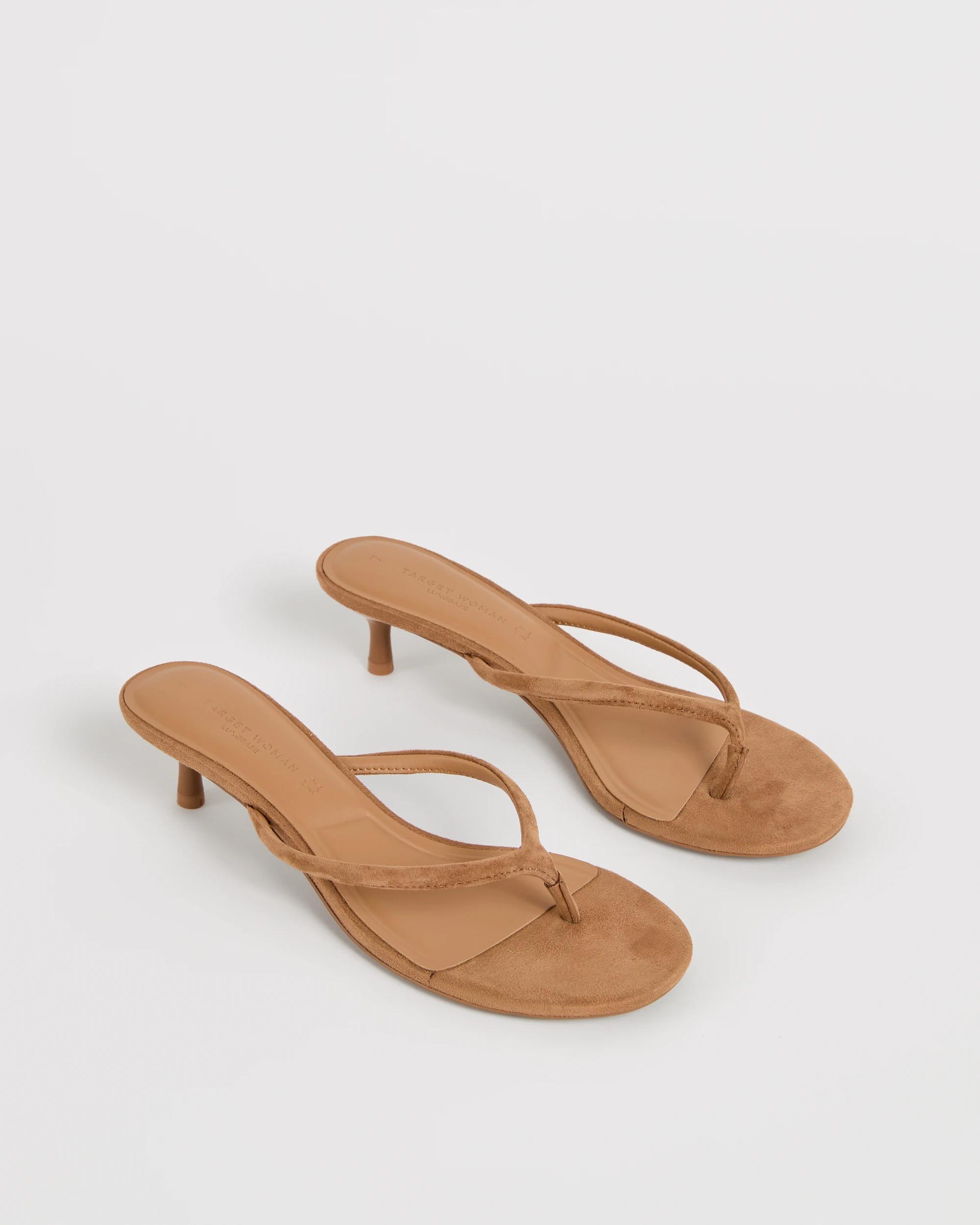 2 Target Woman Genuine Suede Leather Thong Heels TAN SUEDE, 2 of 3