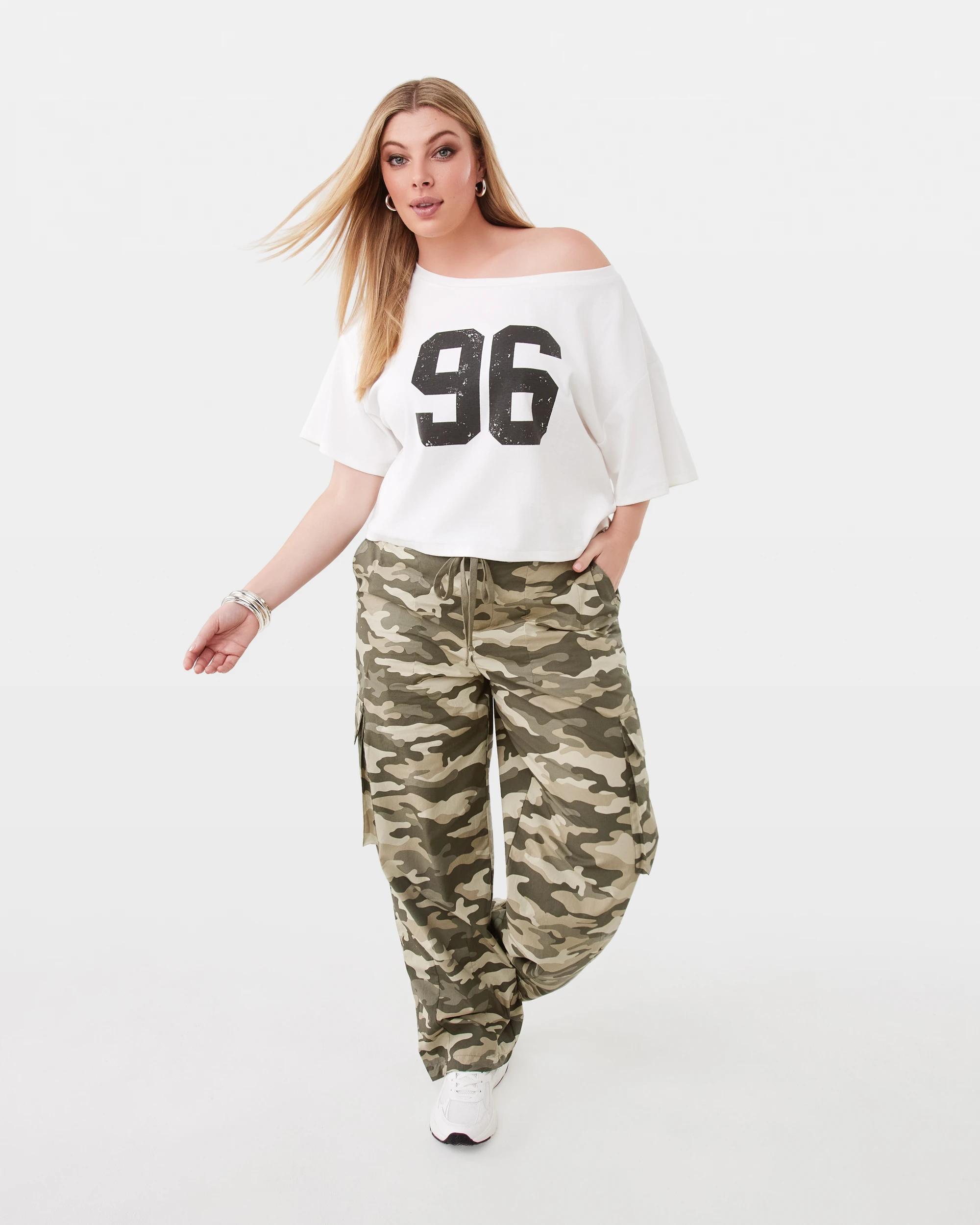 4 Off The Shoulder Print T-shirt Snw White, 4 of 10