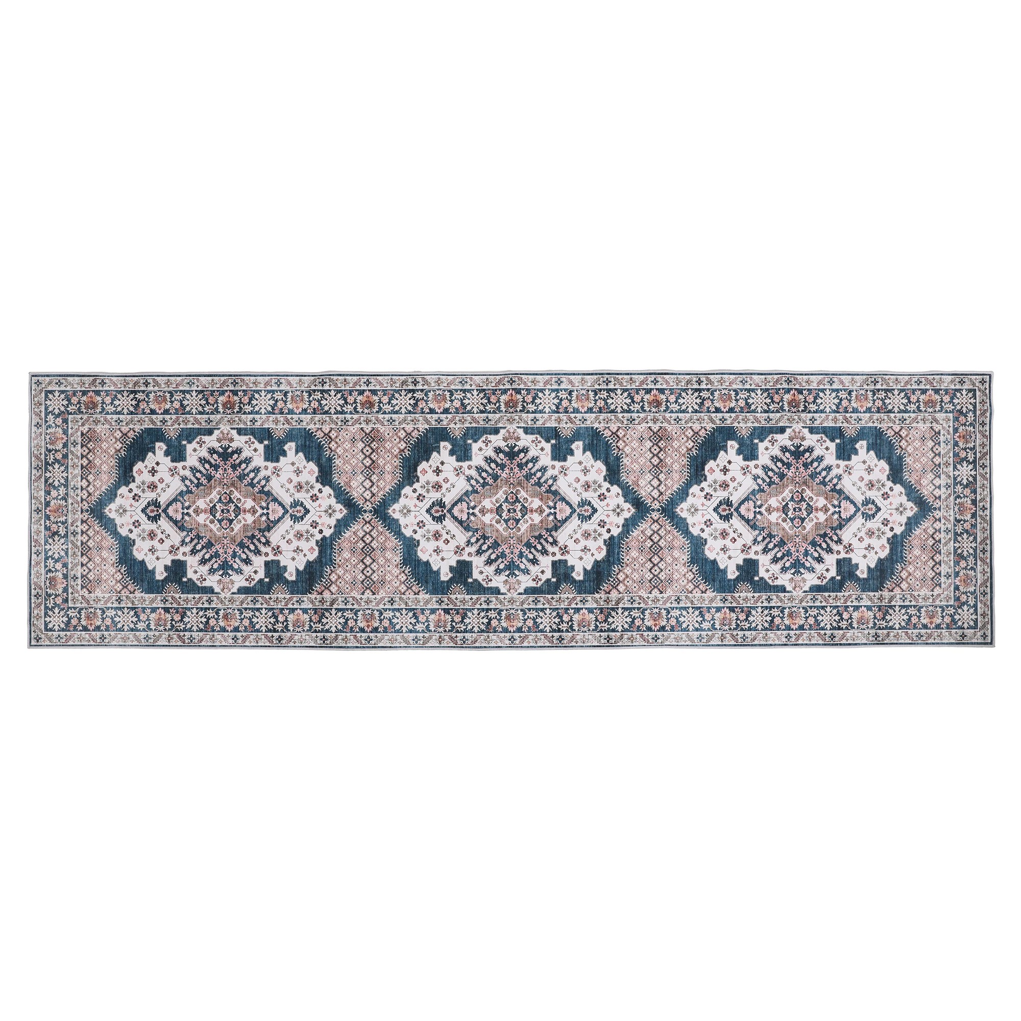 1 Artiss 80 x 300 cm Hallway Runner Rugs for Living Room 0.5cm Boho Decor - Blue, 1 of 10