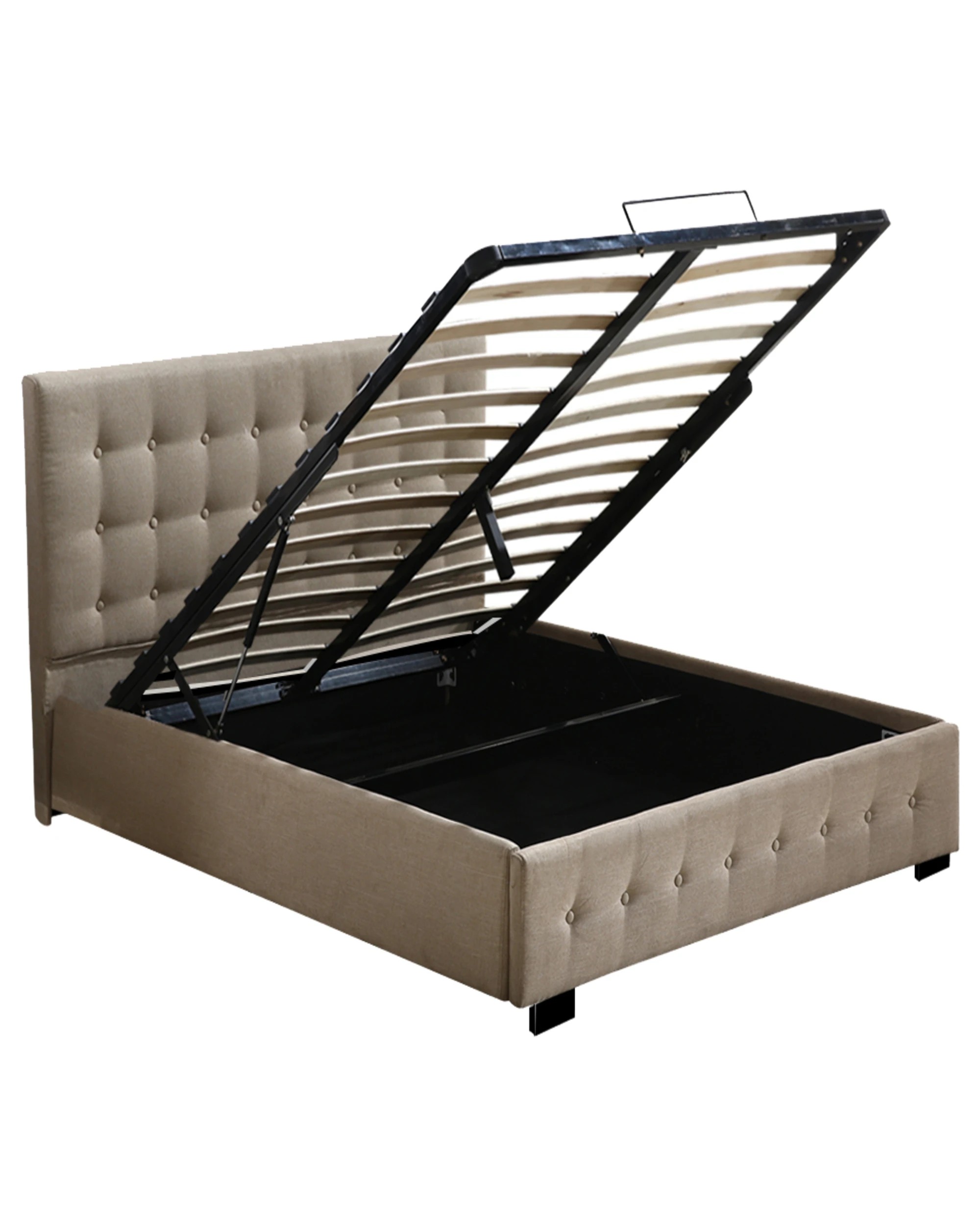 2 Levede Fabric Queen Bed Frame - Beige, 2 of 7