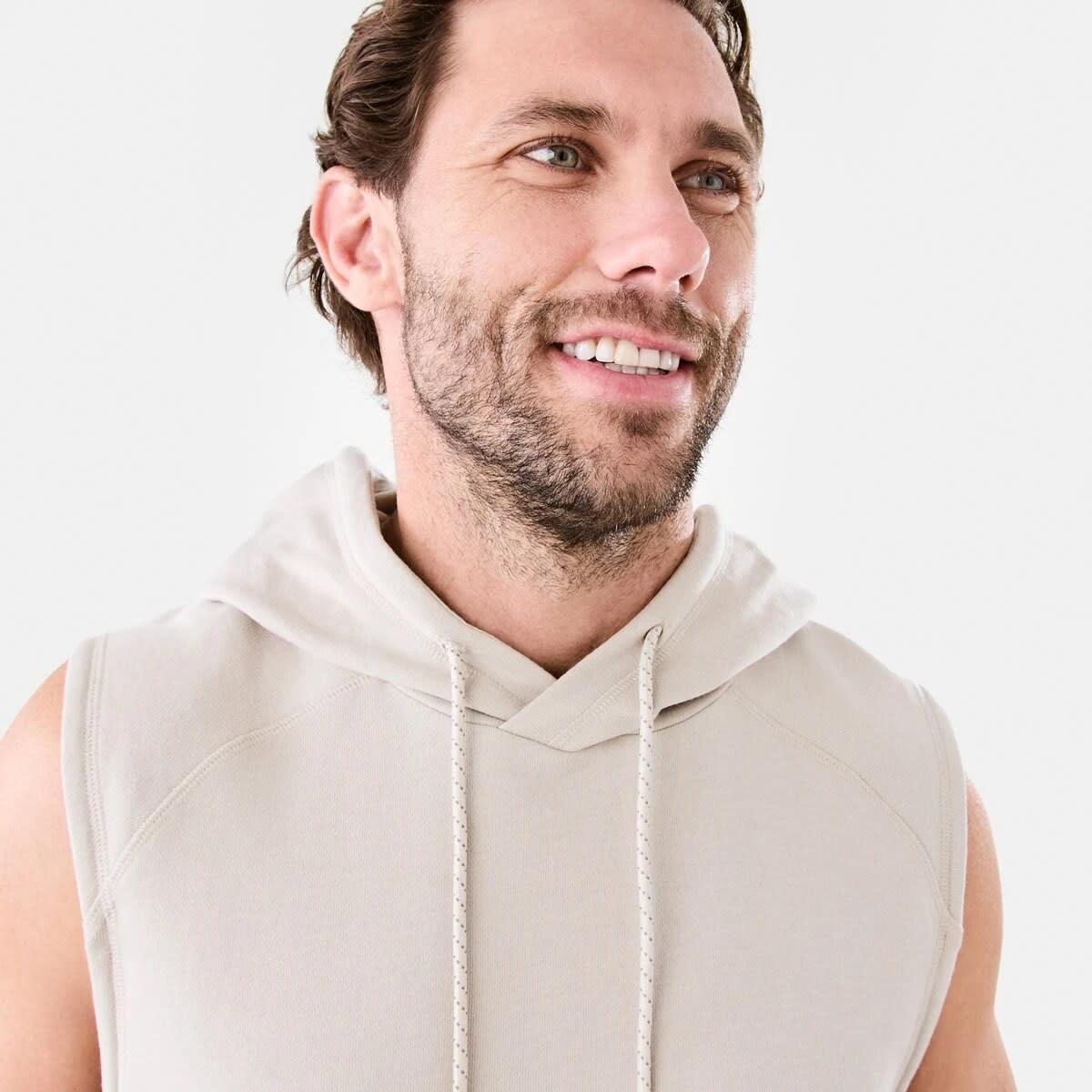 4 Active Mens Sleeveless Hoodie Sil Beige, 4 of 6