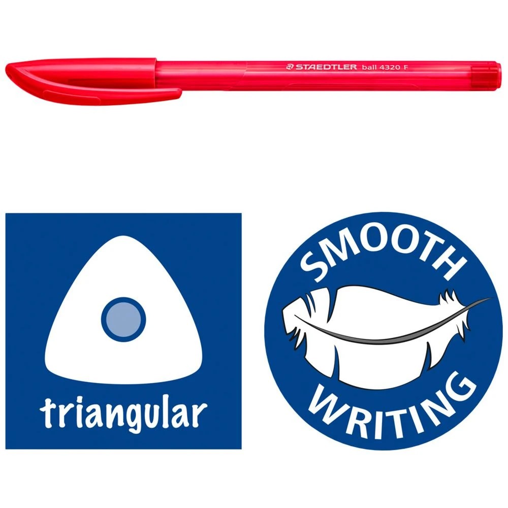 6 Staedtler Stick 4320 Triangular Ballpoint Pen 0.7mm Red, 6 of 6