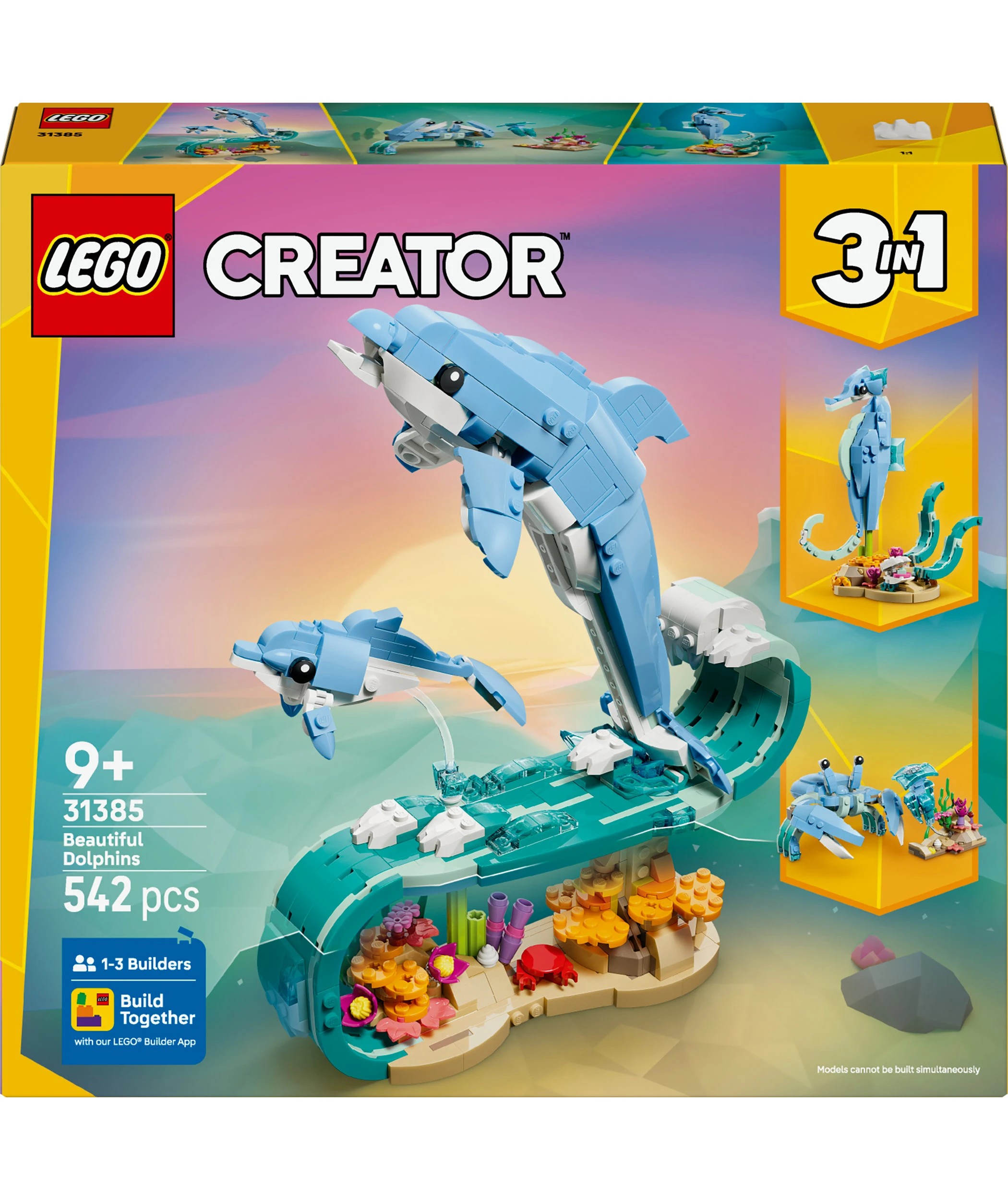 1 LEGO Creator 3 in 1 Sea Animals: Beautiful Dolphins 31385, 1 of 10