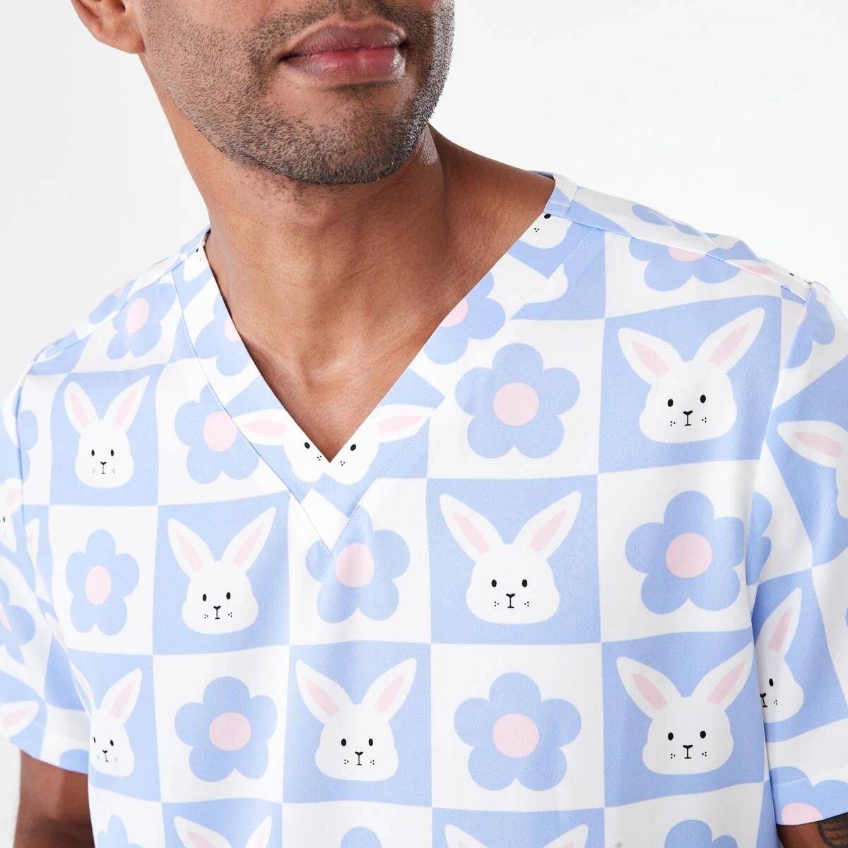 6 Work Short Sleeve Print Scrub Top Bunny Chk, 6 of 7