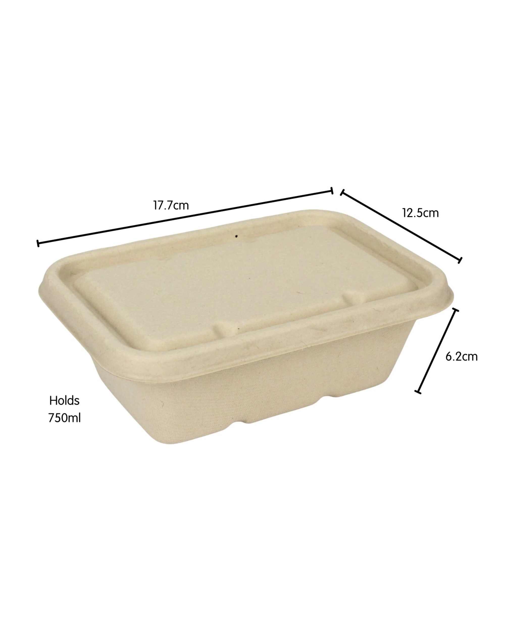 3 Lemon & Lime Eco Sugar Cane Food Containers With Lids 750ml Value Pack of 20 - Natural, 3 of 4