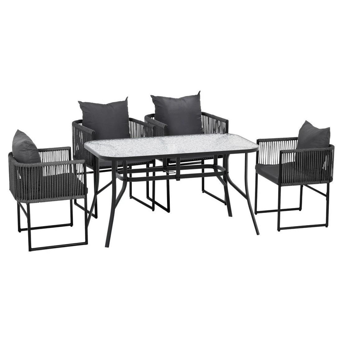 3 Gardeon 5PC Outdoor Dining Set Table and Chairs Patio Furniture Garden Bistro Set - Black, 3 of 6