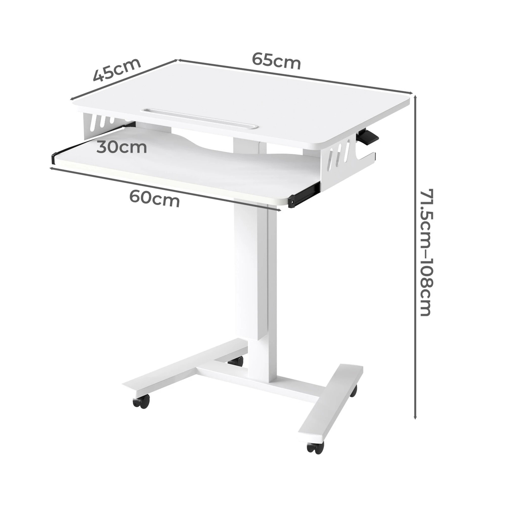 3 Levede Mobile Standing Desk - White, 3 of 9