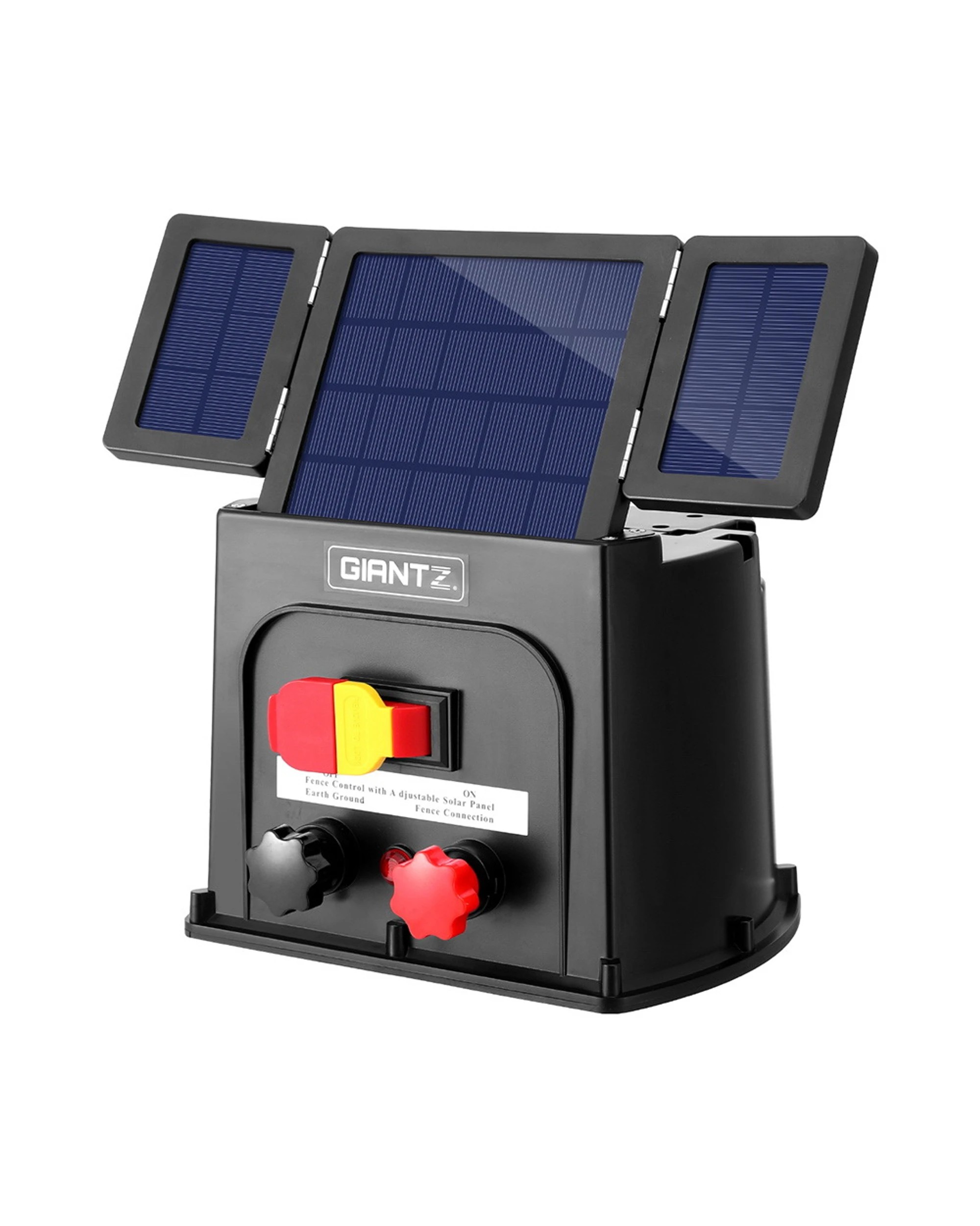 1 Giantz 8km Electric Fence Energiser PET Solar Energizer 0.3J - Black, 1 of 5