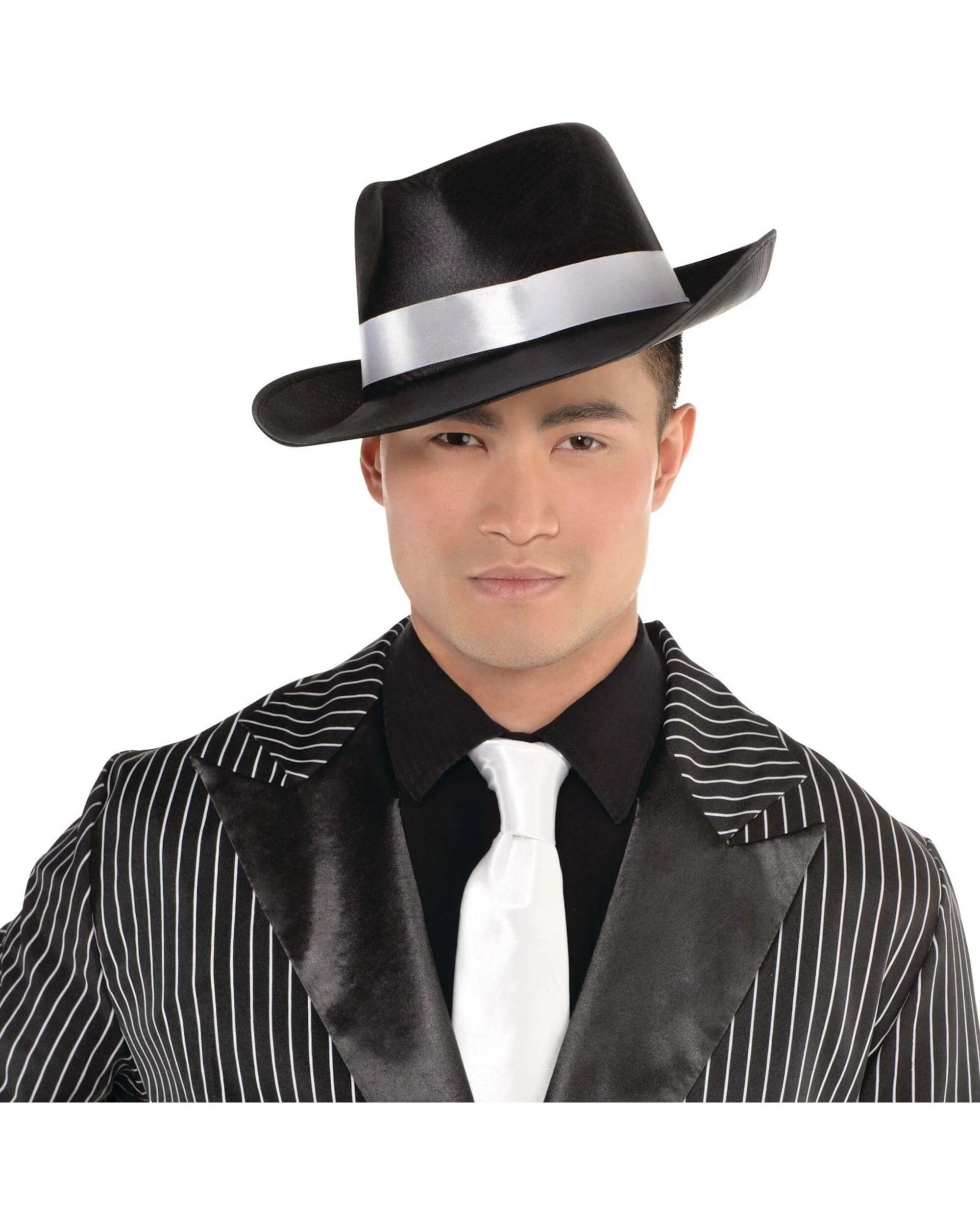 3 Amscan Inc. Roaring 20's Gangster Adult Hat with White Band - One Size - Black, 3 of 4