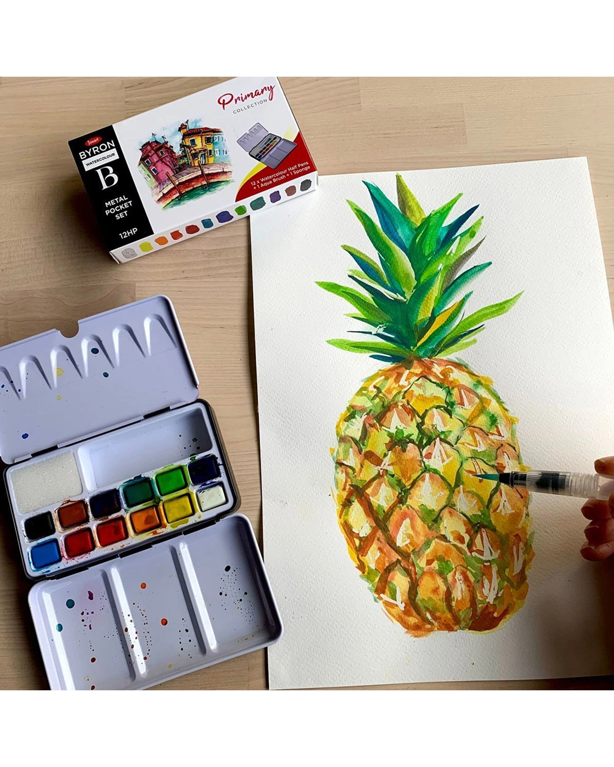 2 Jasart Byron 12 Colour Pocket Watercolour With Brush Set Primary - Multi, 2 of 2