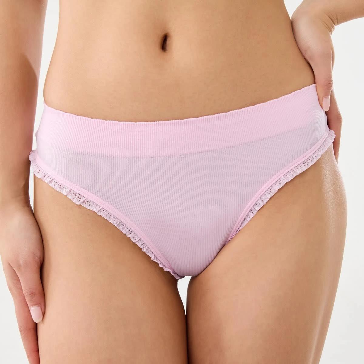 5 3 Pack Seamfree Rib G-String Briefs BERRY, WHITE, PINK LADY, 5 of 7