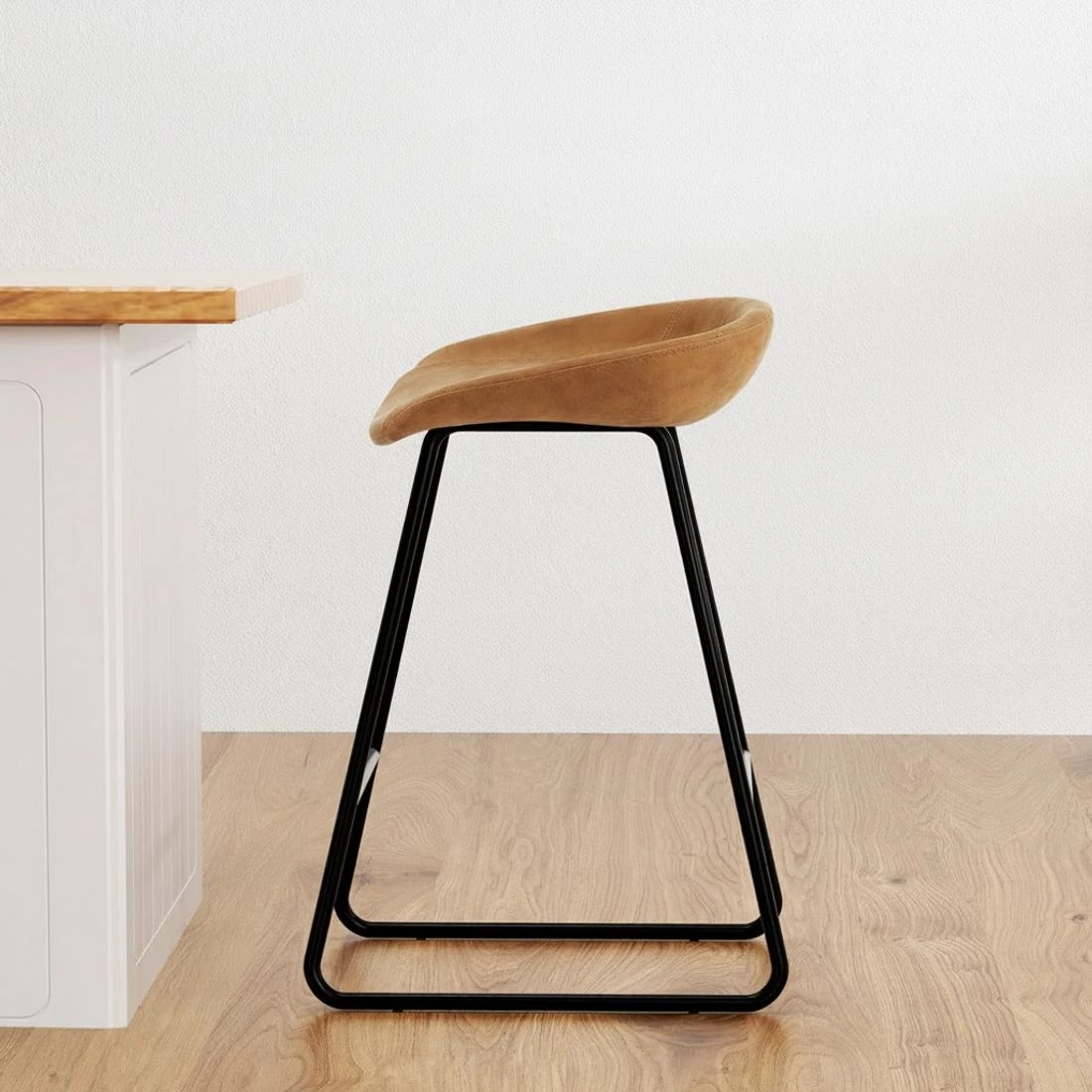 3 Artiss 4x Bar Stools Kitchen Dining Chairs Counter Stool PU Leather Metal - Brown, 3 of 5