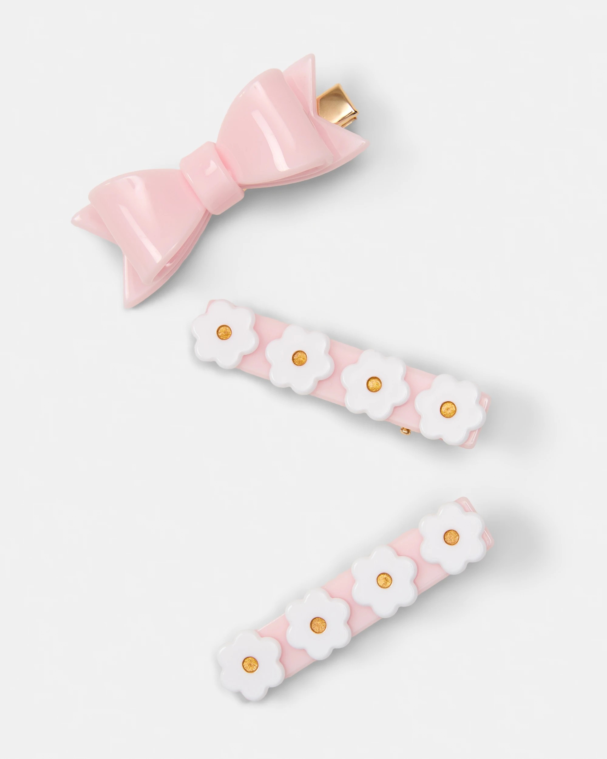 3 3 Pack Pink Acetate Bow Hair Clips, 3 of 3