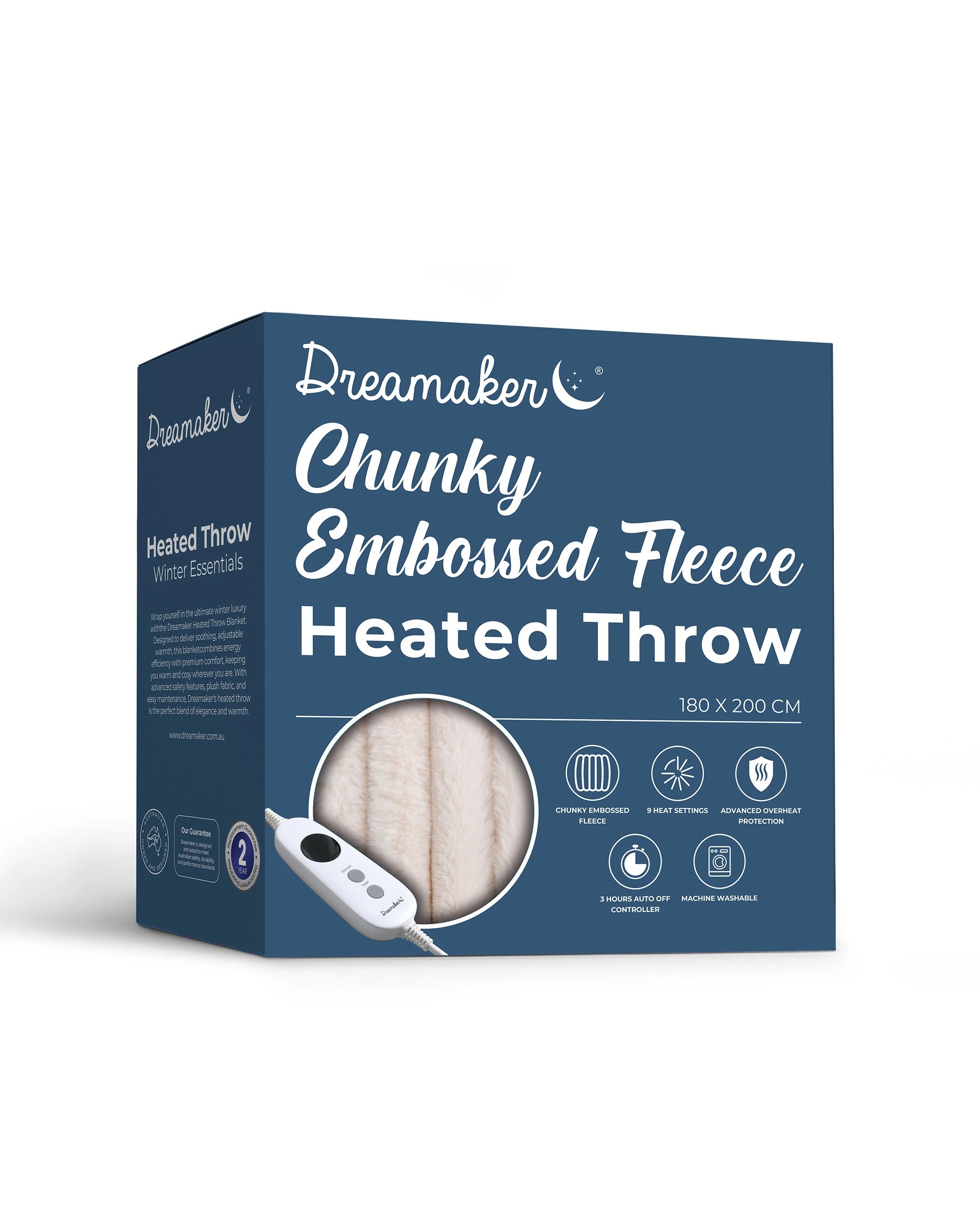 10 Dreamaker Cirra Chunky Embossed Fleece Heated Throw 180x200cm - Natural, 10 of 10