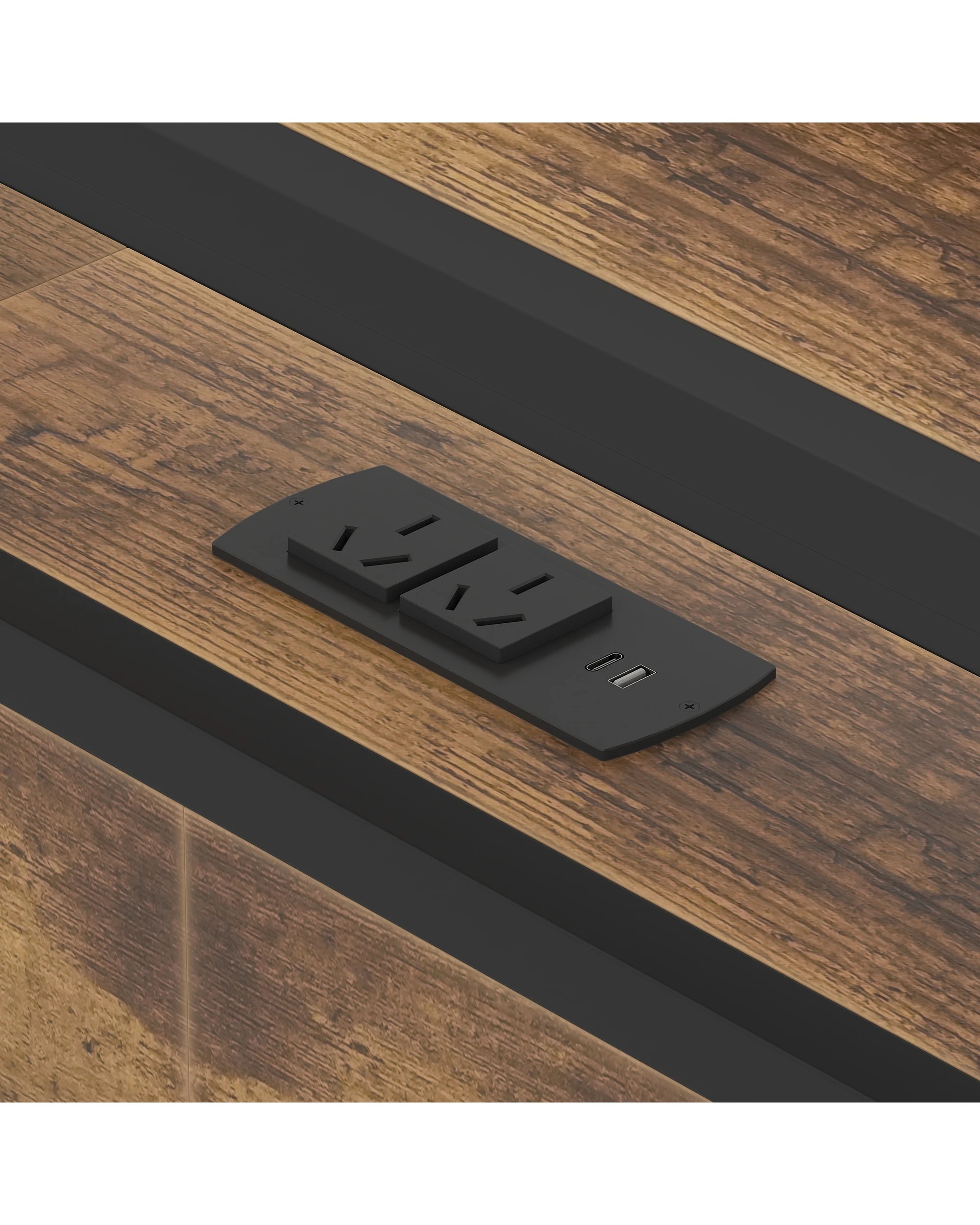 4 Advwin Double Size Storage Headboard with LED Light Charging Station - Brown, 4 of 5