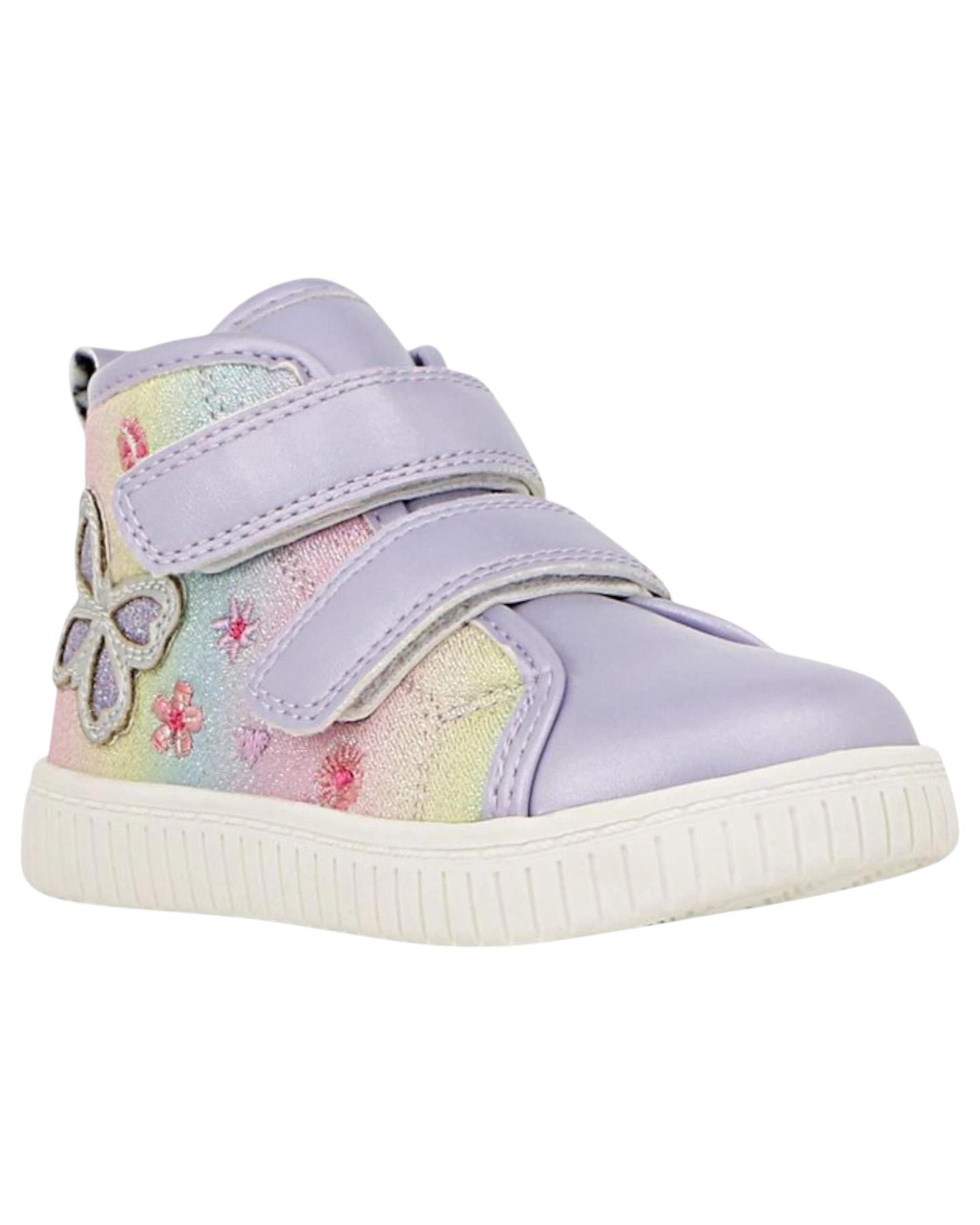 1 Grosby Zazie Lilac Multi Infant Girls Kids Velcro Boots Slip On Baby Shoes LILAC, 1 of 3