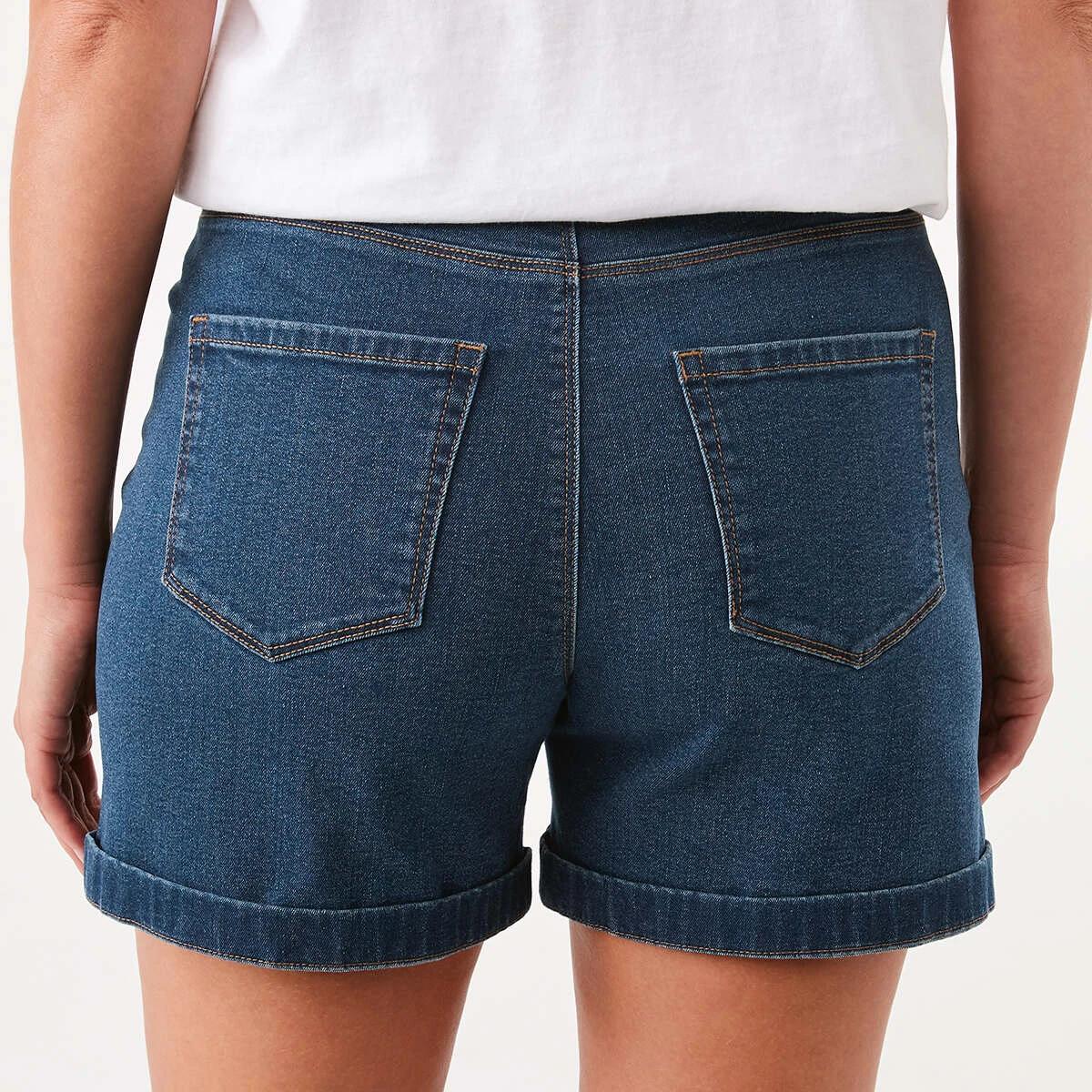 3 Denim Midi Shorts Dark Wash, 3 of 7