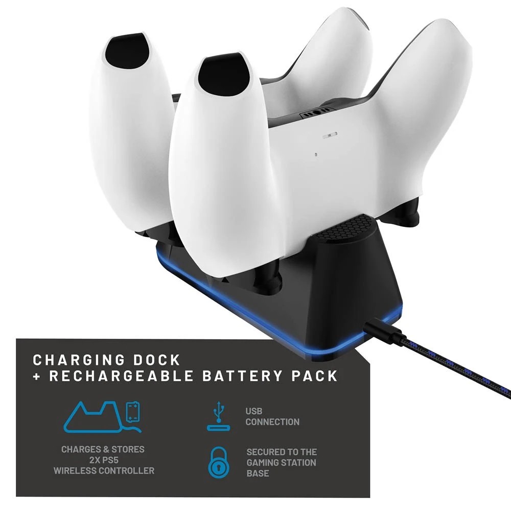 5 4Gamers PS5 Twin DualSense Wireless Controller Charging Dock - Black, 5 of 5