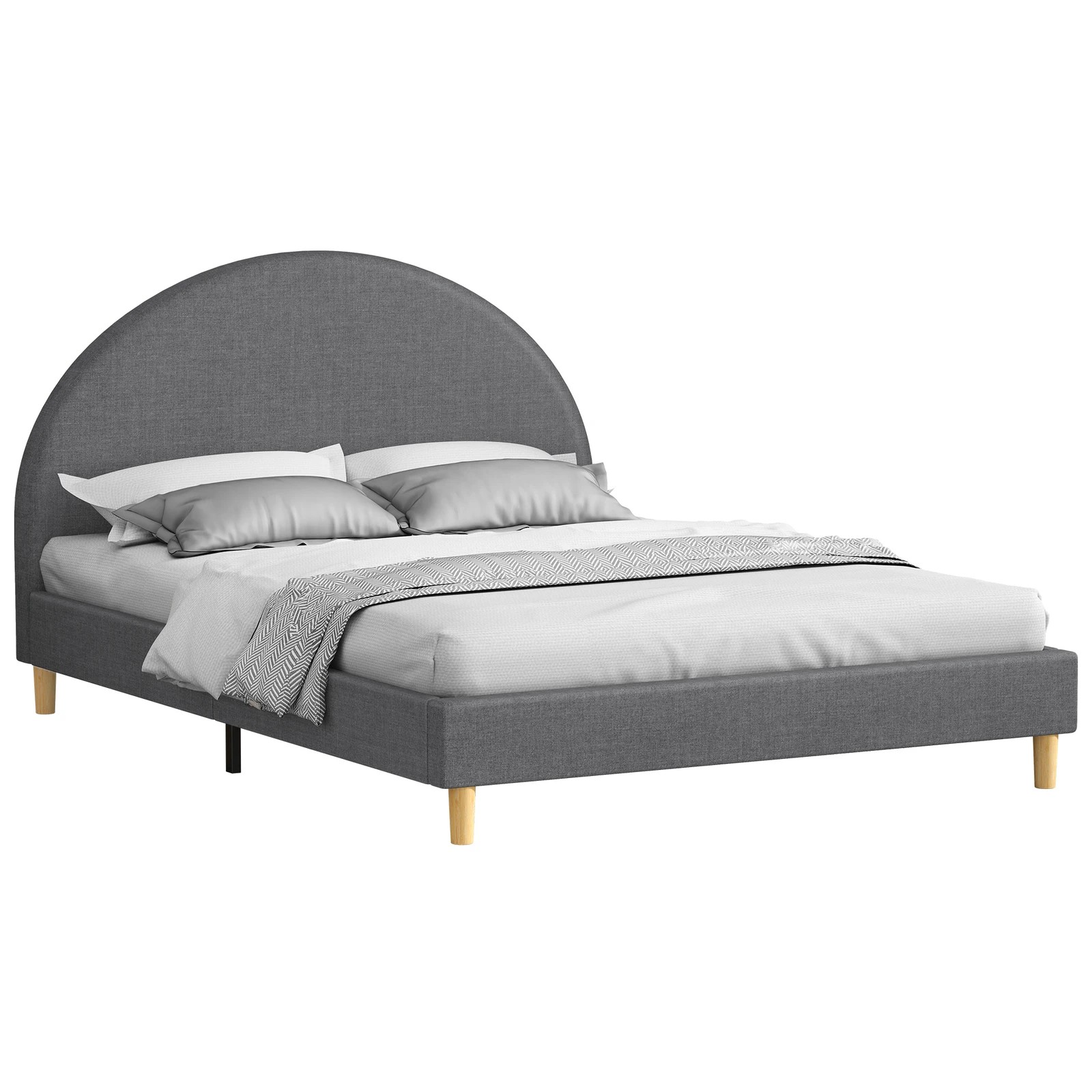 1 Alfordson Bed Frame Queen Size Mattress Base Platform Fabric Calla - Grey, 1 of 10