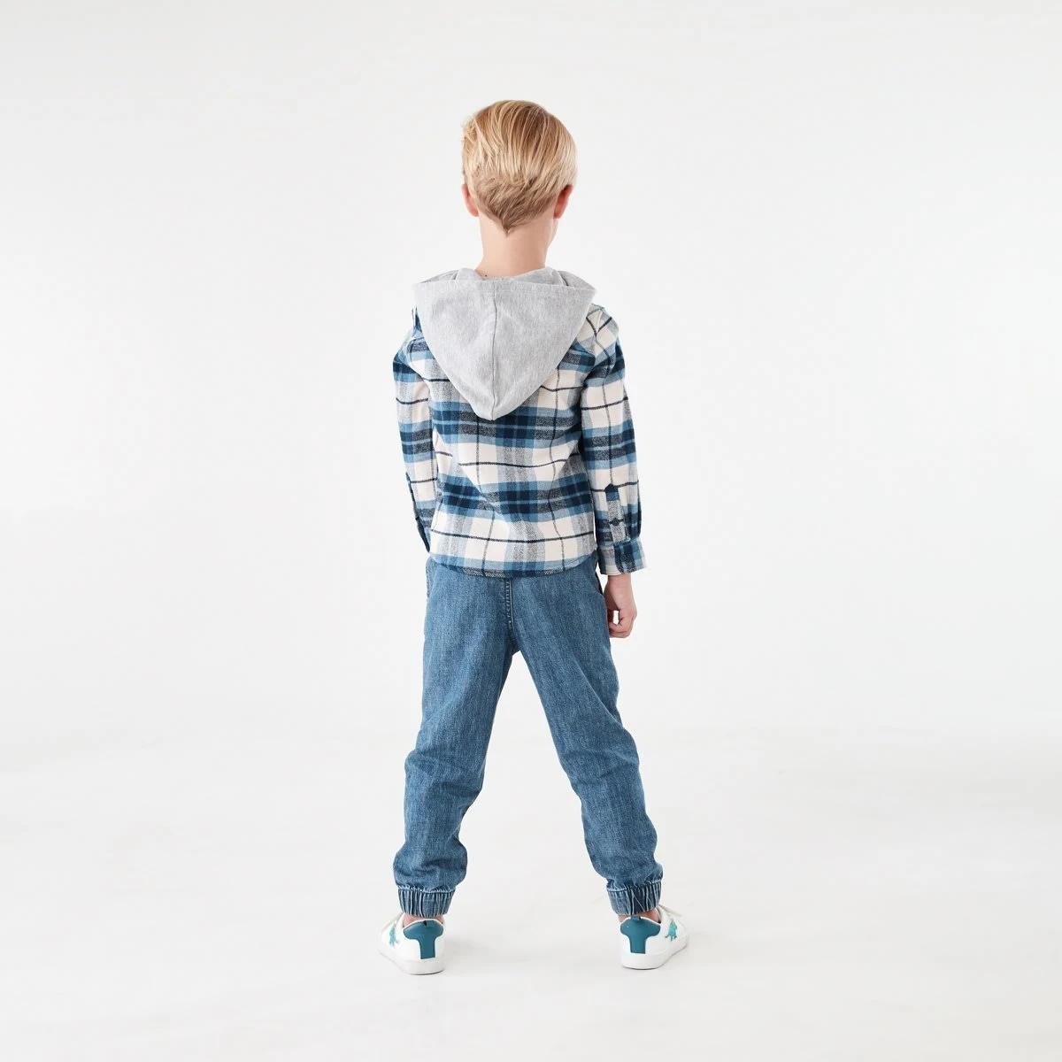 7 Yarn Dye Flannel Shirt With Hood Blu Check, 7 of 9