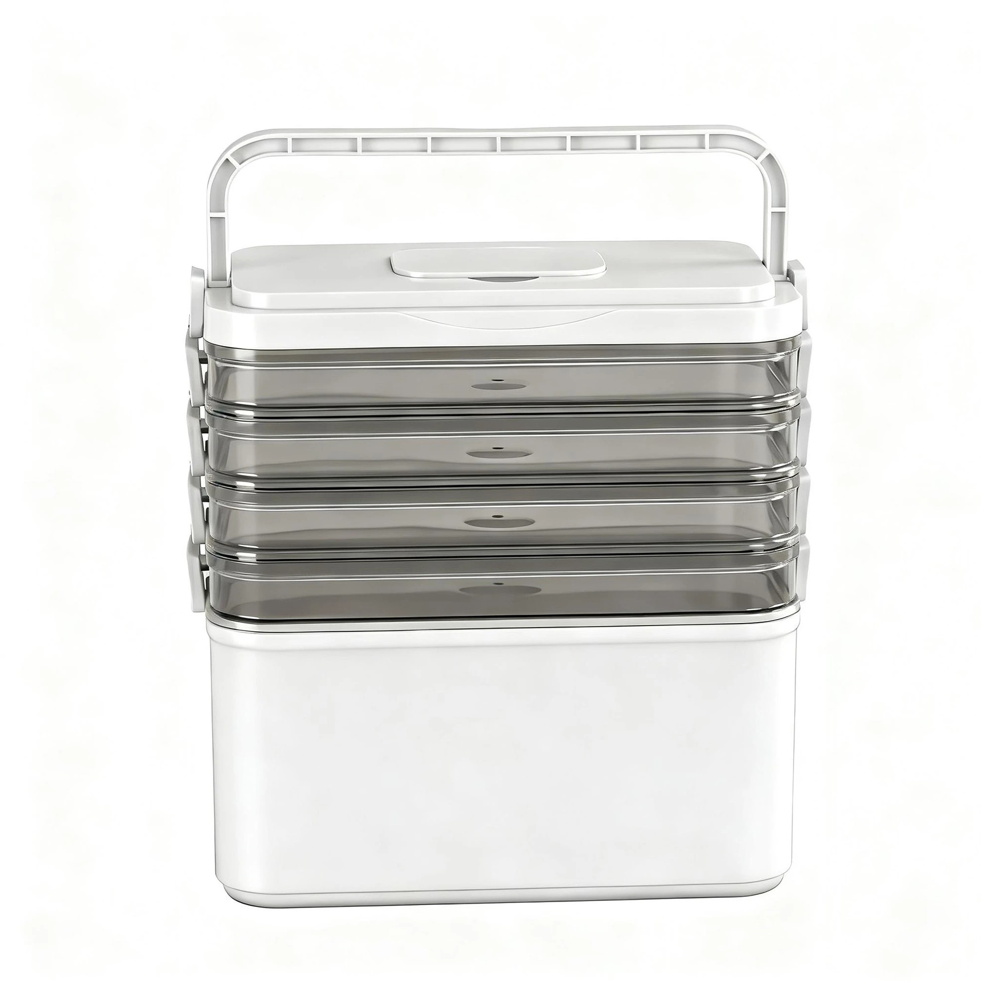 3 Artiss 5 Tier Portable Storage Box Detachable with Handles Plastic Clear - White, 3 of 8