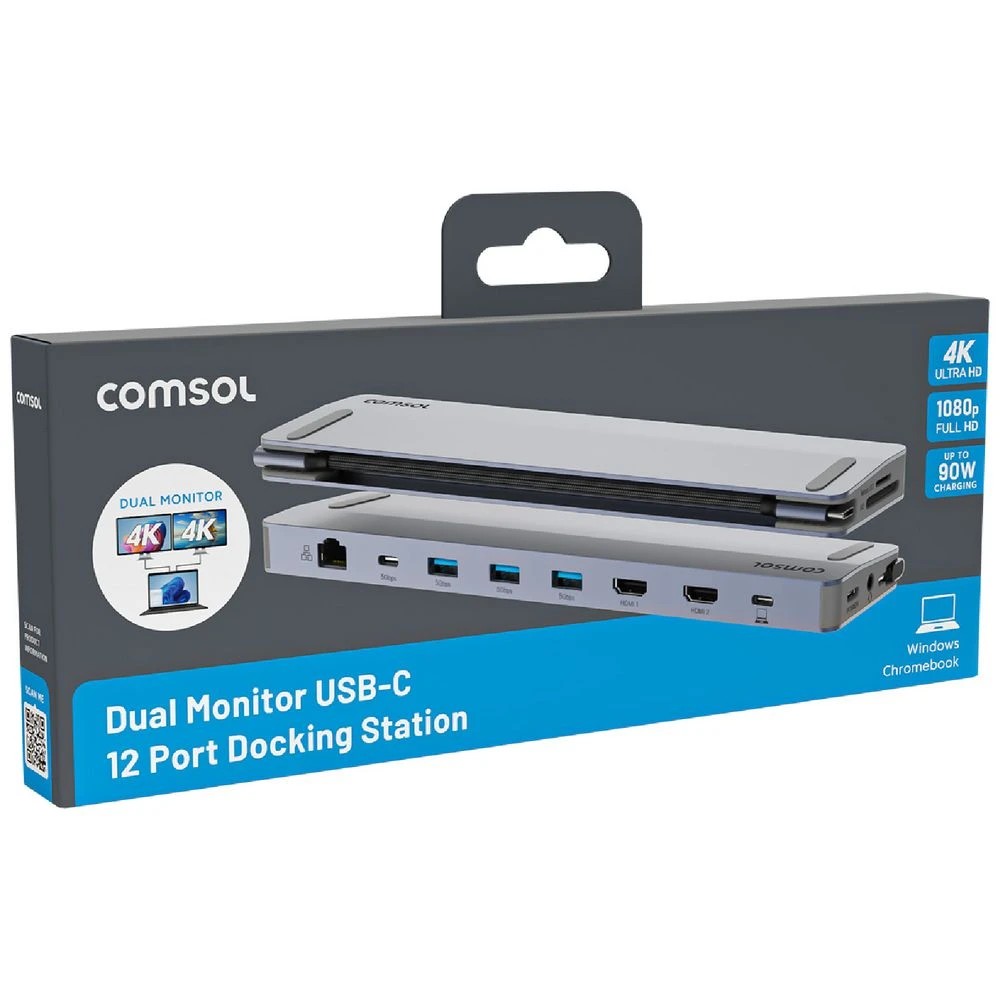 2 Comsol Dual Monitor USB-C 12 Port Docking Station, 2 of 8