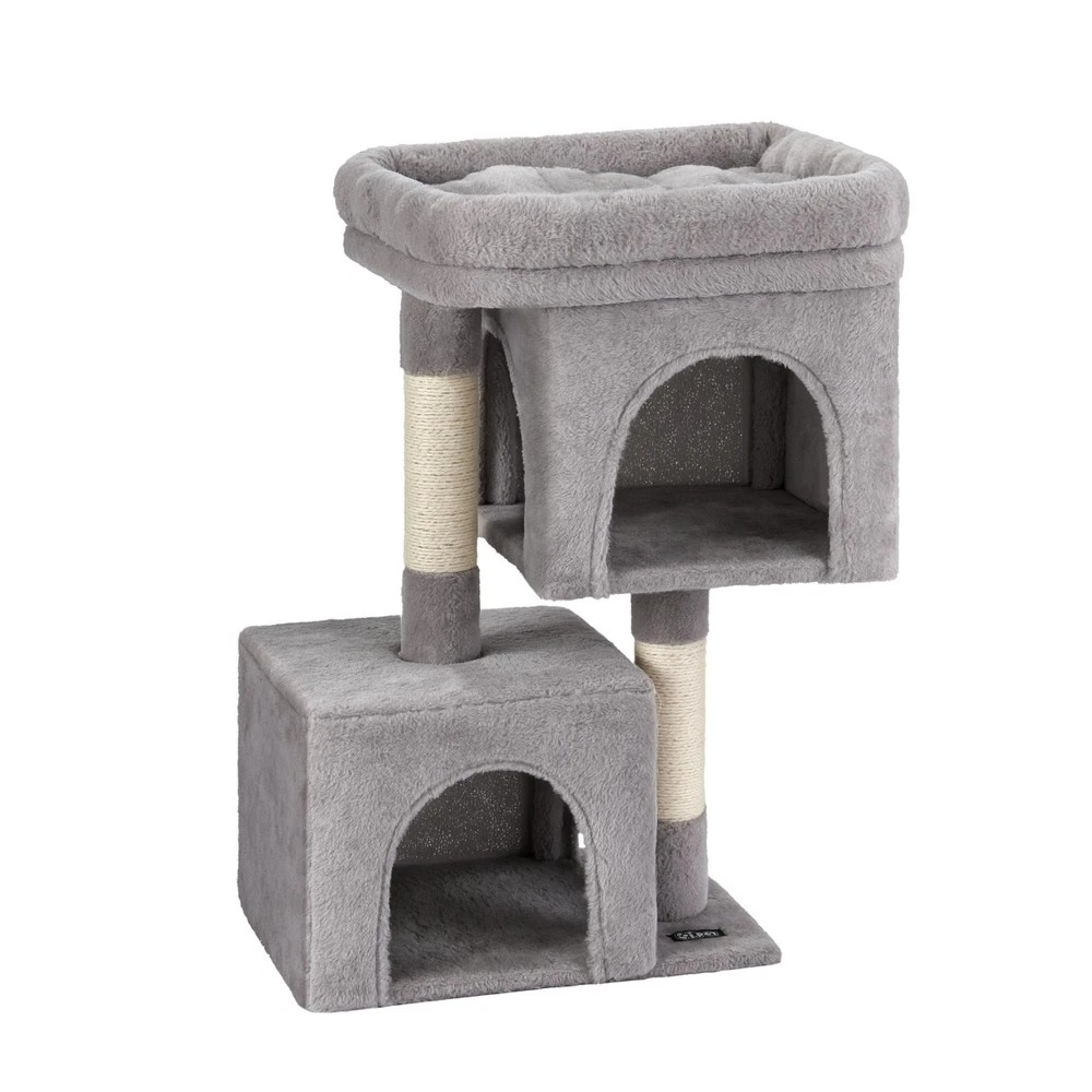 1 i.Pet Cat Tree 67cm Tower Scratching Post Trees Scratcher Condo House Light - Grey, 1 of 6