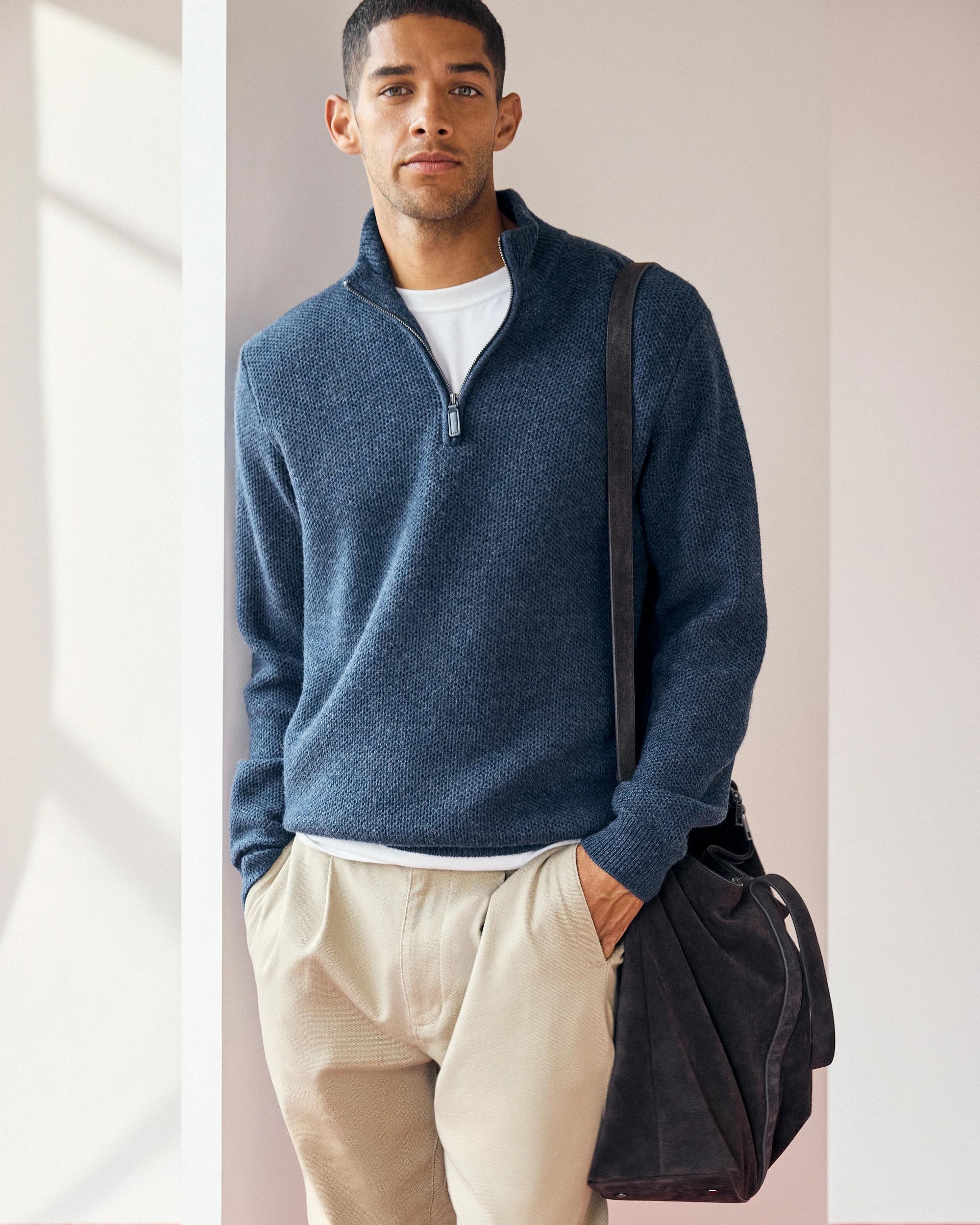 9 Target Man Lambswool 1/2 Zip Knit Jumper NAVY, 9 of 10
