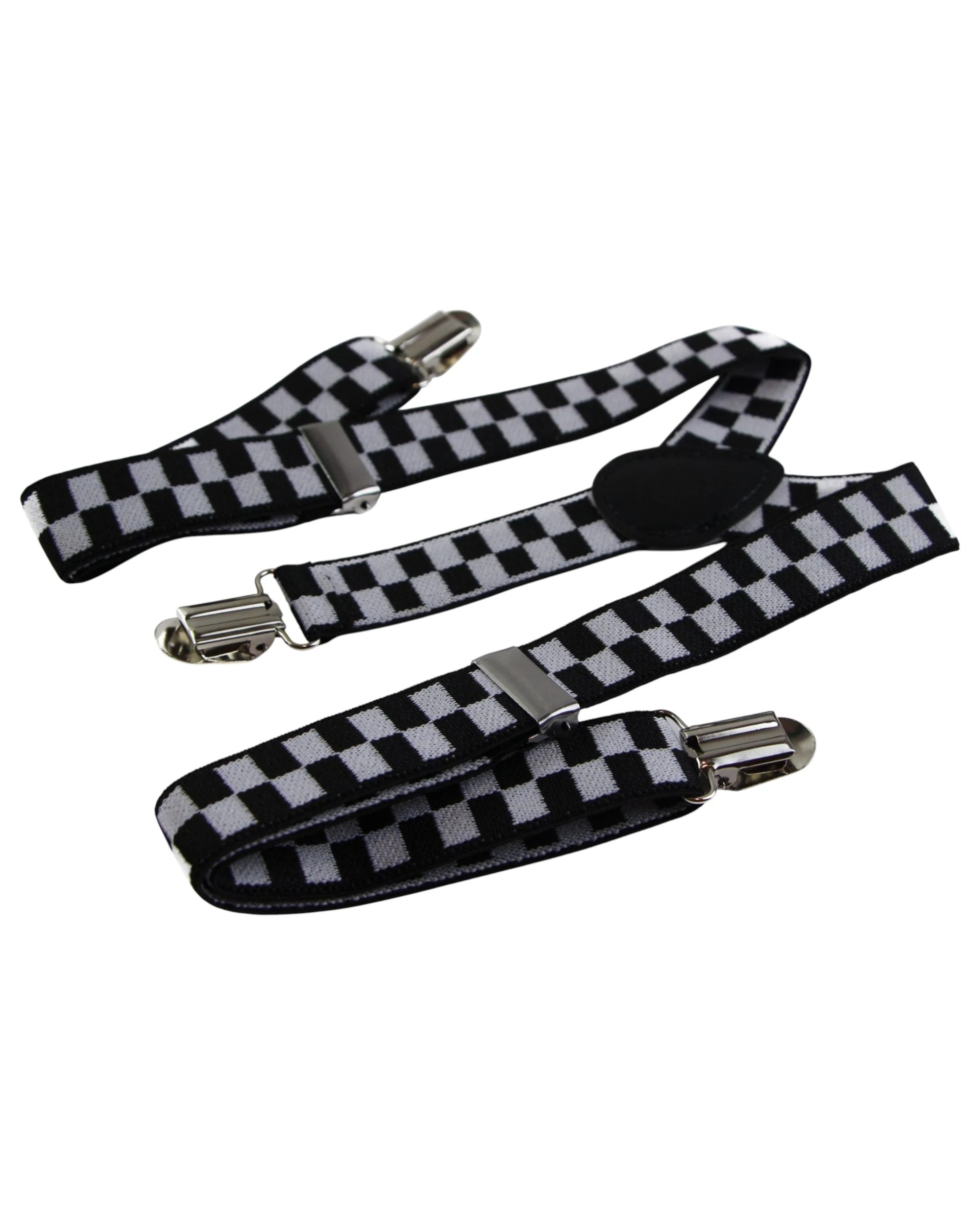 2 Zasel Boys Adjustable White & Black Checkered Patterned Suspenders - Multi - Multi, 2 of 4