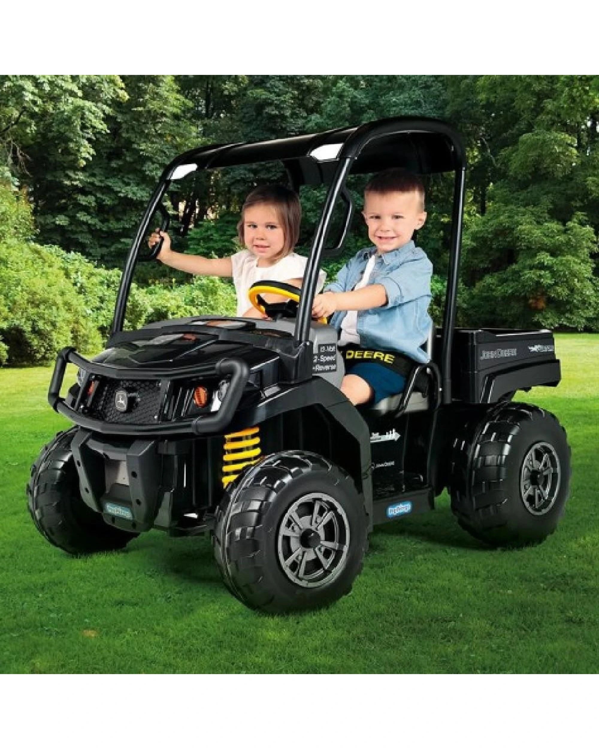 2 John Deere Midnight Black Gator XUV Kids Ride On Car Dual Seat 12V Battery, 2 of 9