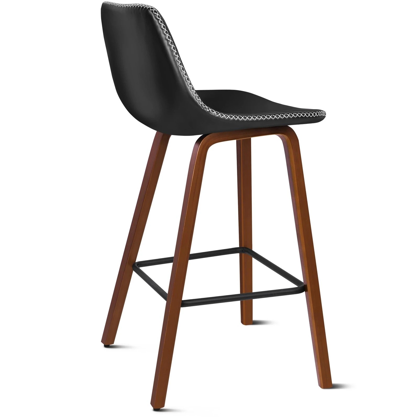 4 Alfordson 2x Wooden Bar Stools Noah Kitchen Dining Chair Vintage Retro - Black, 4 of 10