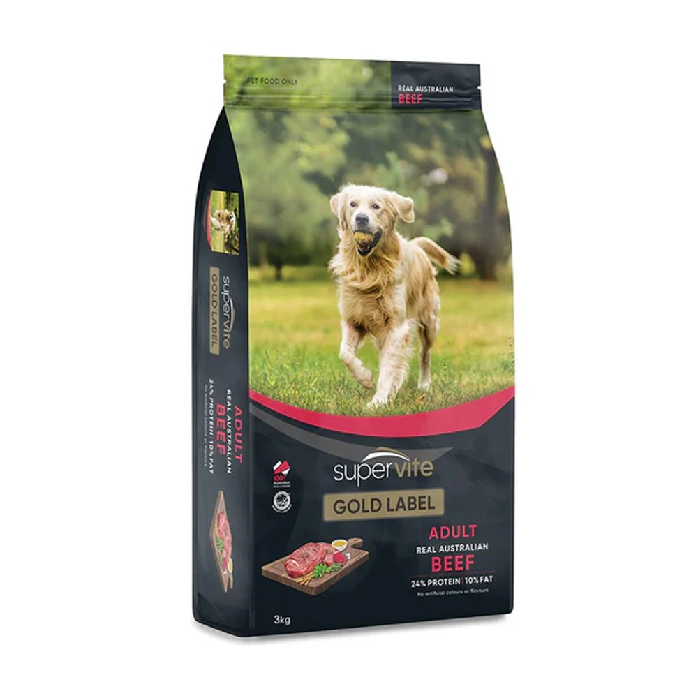 1 Supervite Gold Label Adult Real Australian Beef Dry Dog Food 3 Kg, 1 of 1