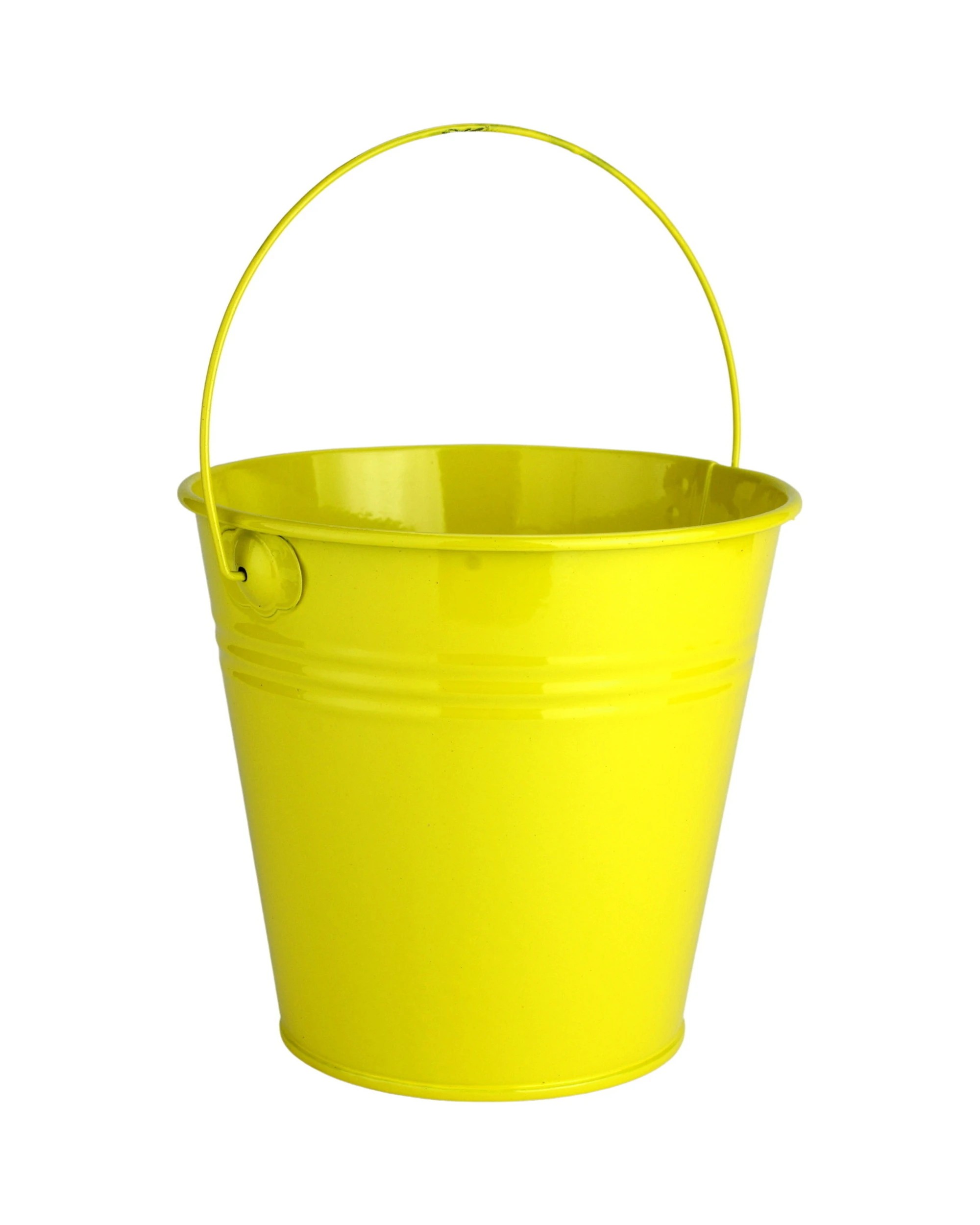 1 Partyrama Yellow Metal Bucket 12cm - Yellow, 1 of 1