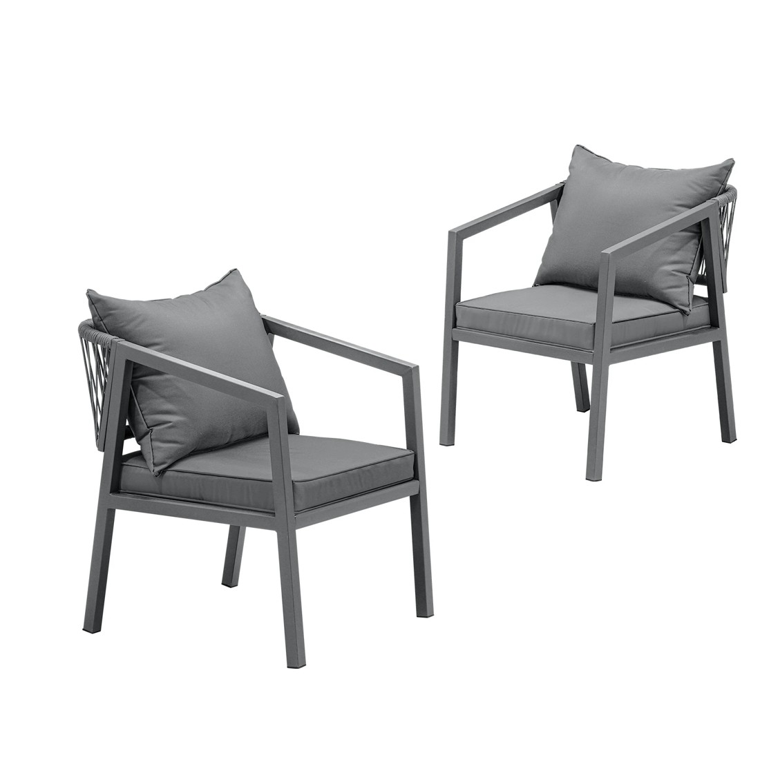 2 Livsip 2pcs Outdoor Furniture Chairs Garden Patio Garden Lounge Set Steel Frame
 - Grey, 2 of 10