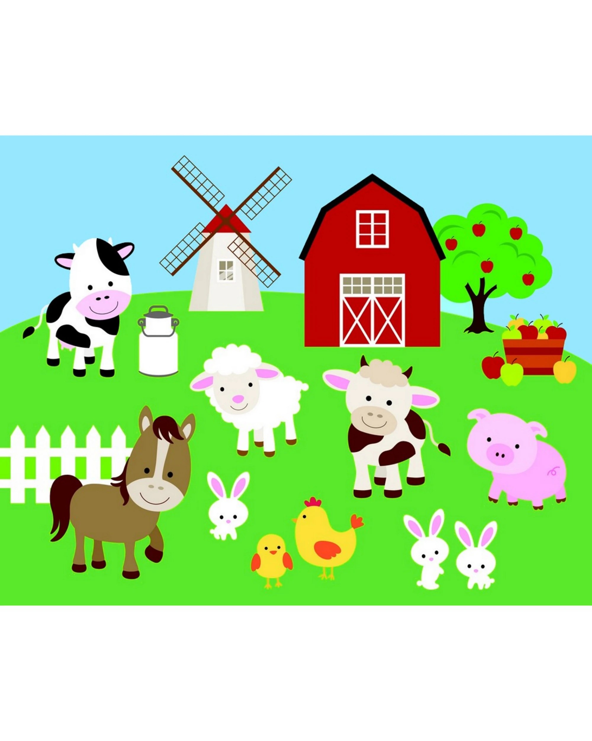 1 Alibaba Farm Animals Large Fabric Wall Backdrop - Multi, 1 of 2