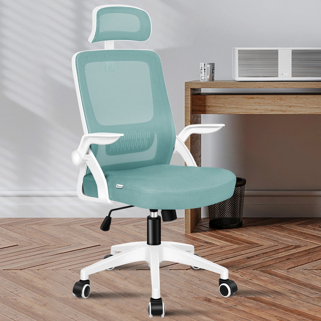 2 Alfordson Mesh Office Chair Executive Computer Seat Fabric Tilt Gaming Racing - Cyan, 2 of 10