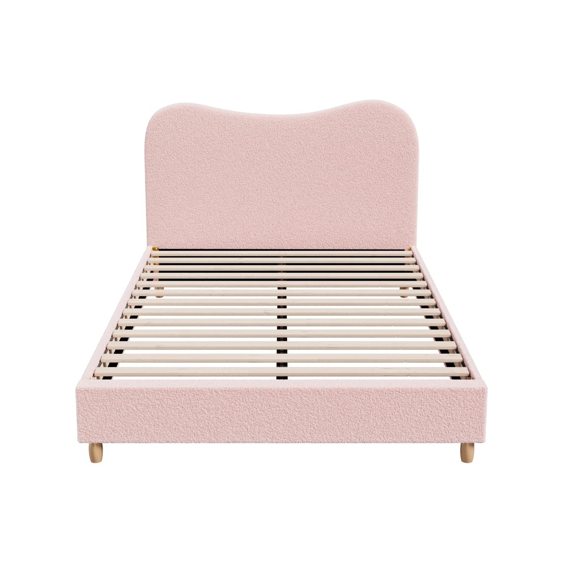 9 Oikiture Bed Frame Queen Size Boucle Cloud Shape Headboard - Pink, 9 of 9