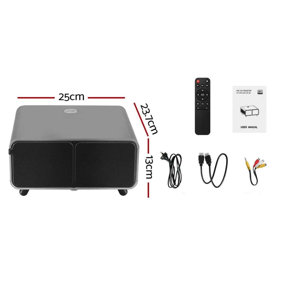 3 Devanti Portable Wifi Video Projector 4K 2.4G/5G Home Theater HDMI 1080P - Black, 3 of 6