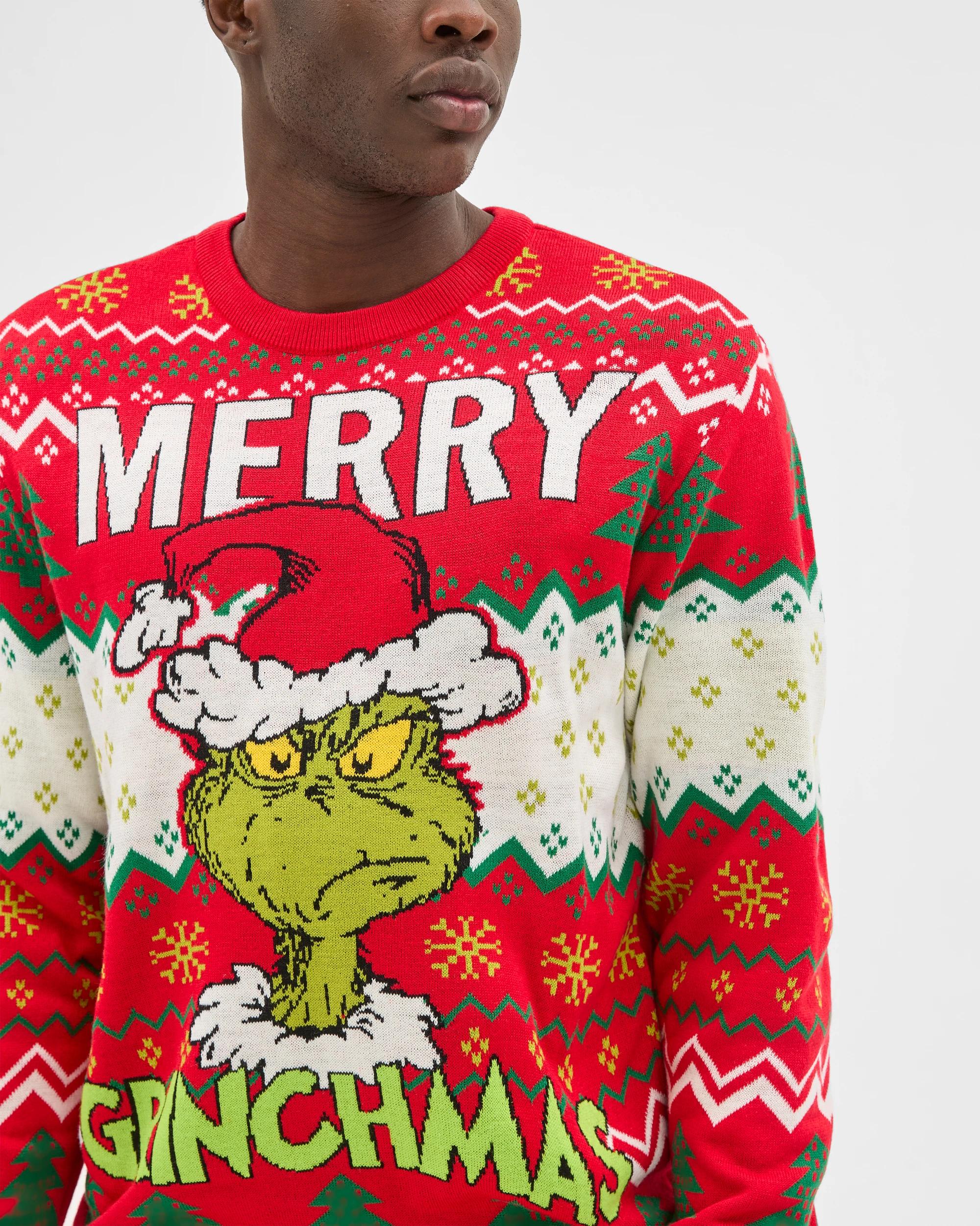 6 Men's Licensed Grinch Christmas Jumper — Red 100% Acrylic Crew Neck RED, 6 of 6