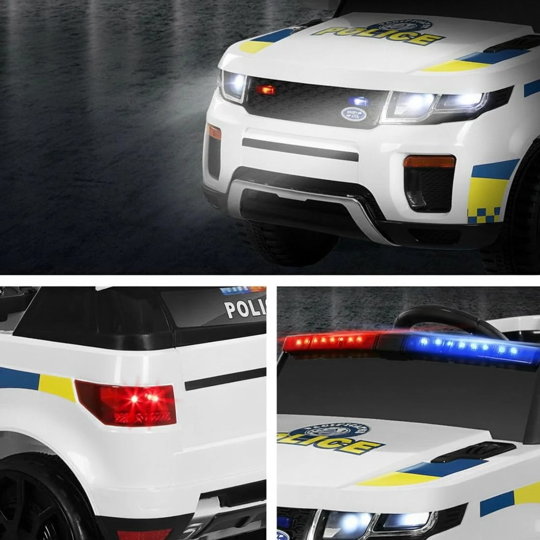5 Rigo Kids Electric Ride On Patrol Police Car Horn Music Remote - White, 5 of 5