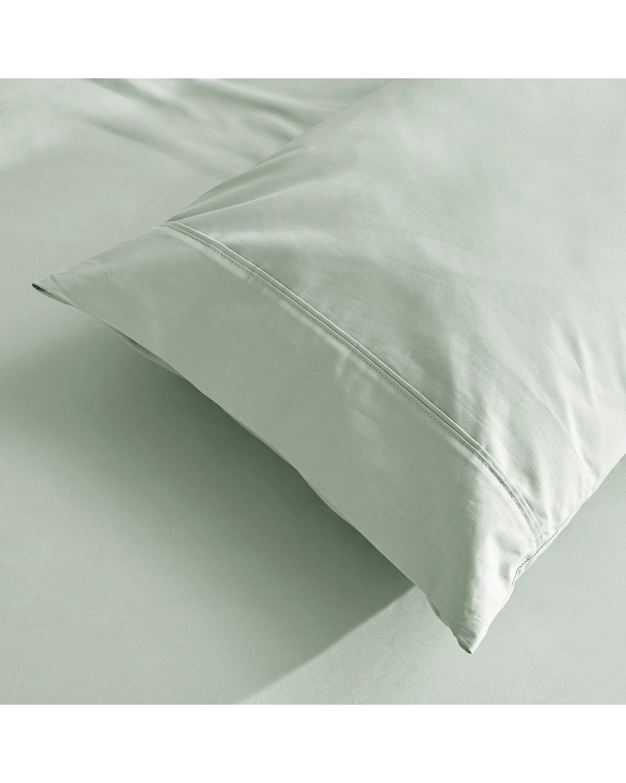 3 Dreamaker 300TC Cotton Percale King Pillowcase Twin Pack - Sage, 3 of 7