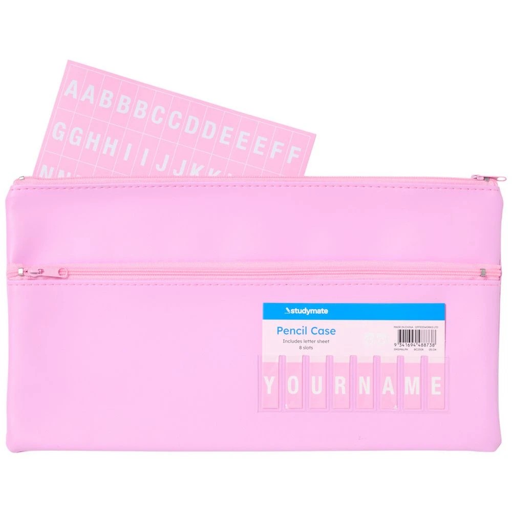 2 Studymate Twin Zip Name Pencil Case Large Light Pink, 2 of 5