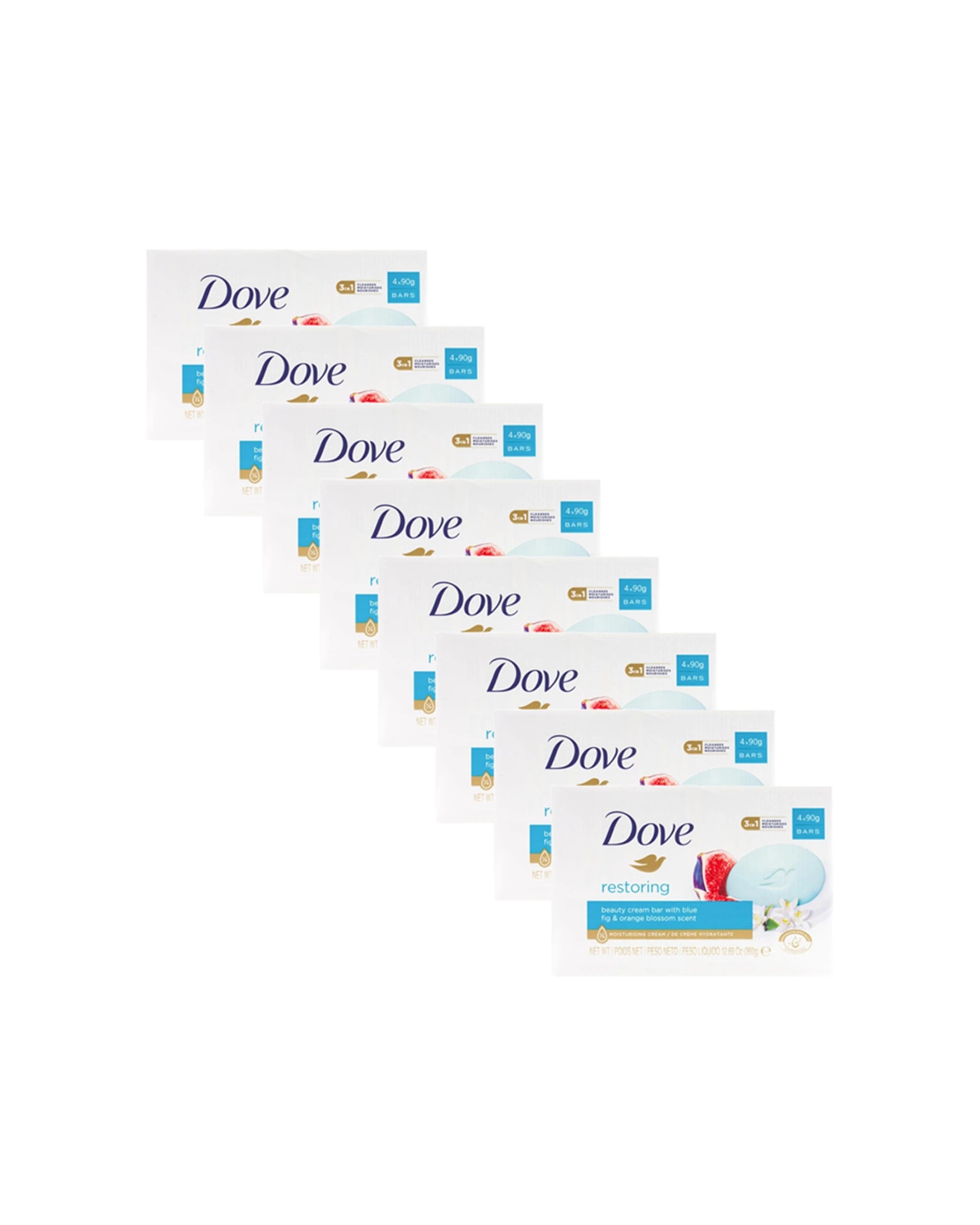 1 Dove 8x 4pc Dove Restoring Beauty Bar Fig Blossom Scent 90g - Plain, 1 of 3