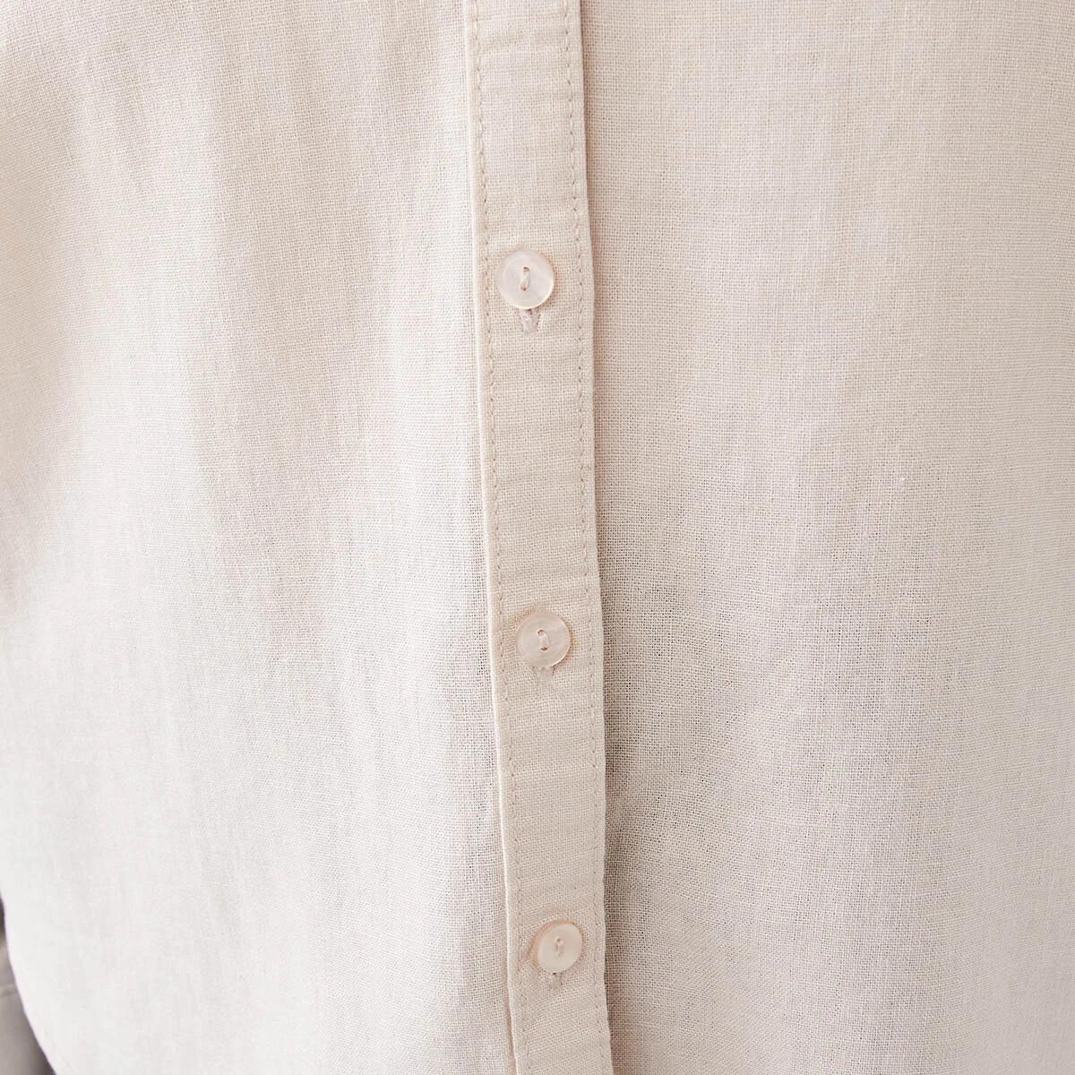 8 Curve Long Sleeve Linen Blend Shirt Nat Beige, 8 of 8