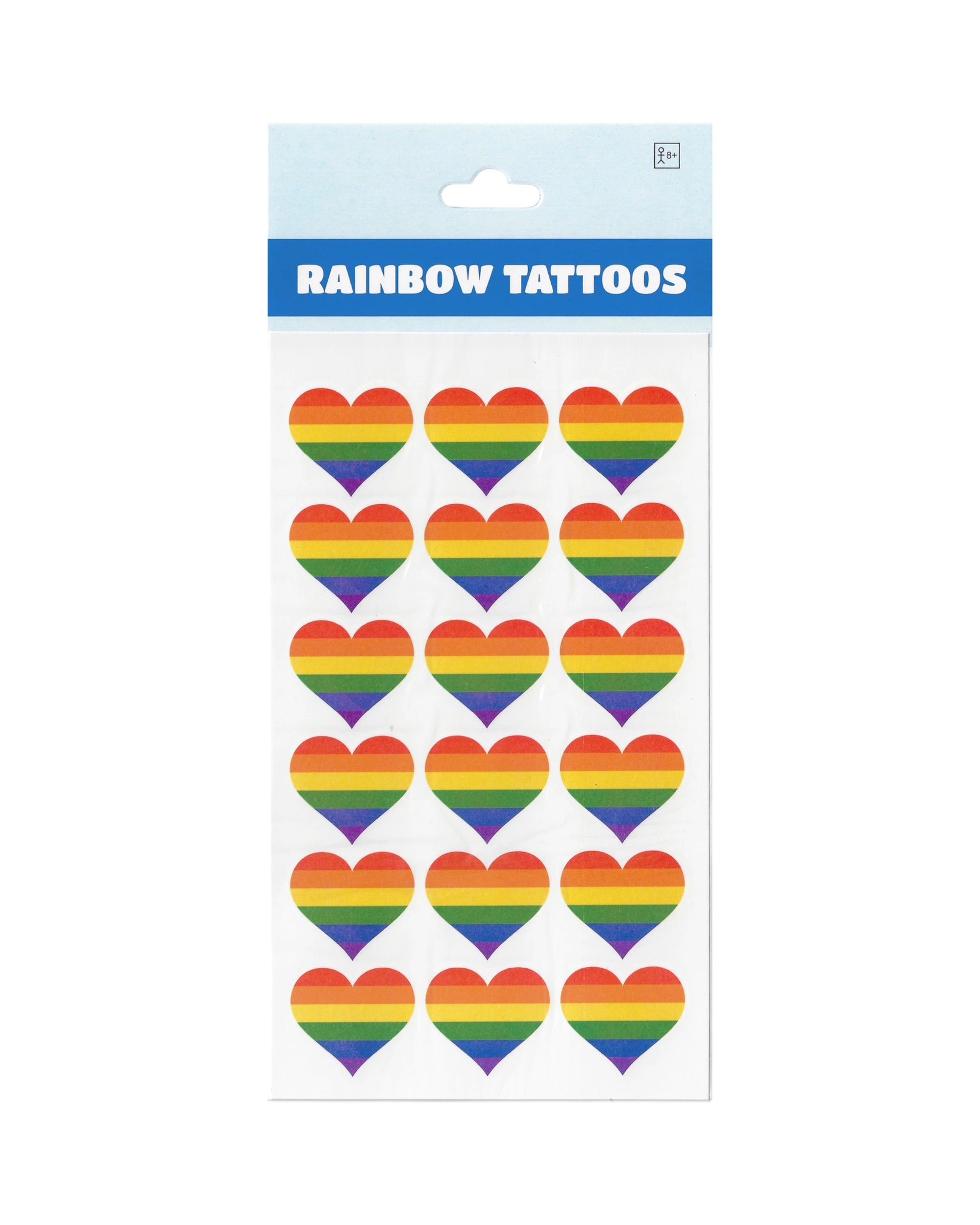 1 Partyrama Rainbow Heart Pride Tattoos Pack of 18 - Multi, 1 of 1