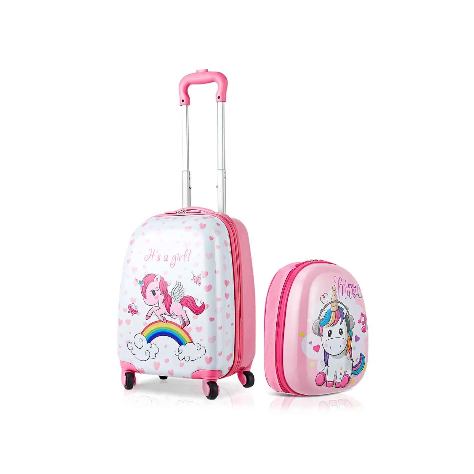 1 Costway 2PCS 16" Luggage + 13" Backpack Set Travel Trolley Suitcase Set Luggage Carry On Bag, 1 of 2