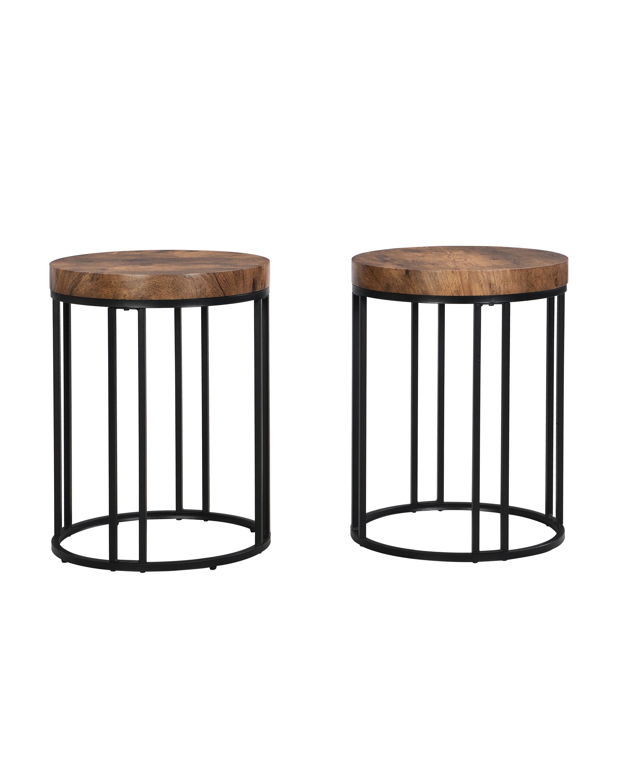 1 IHOMDEC Round Side Table MDF Top with Metal Frame  Set of 2, 1 of 5