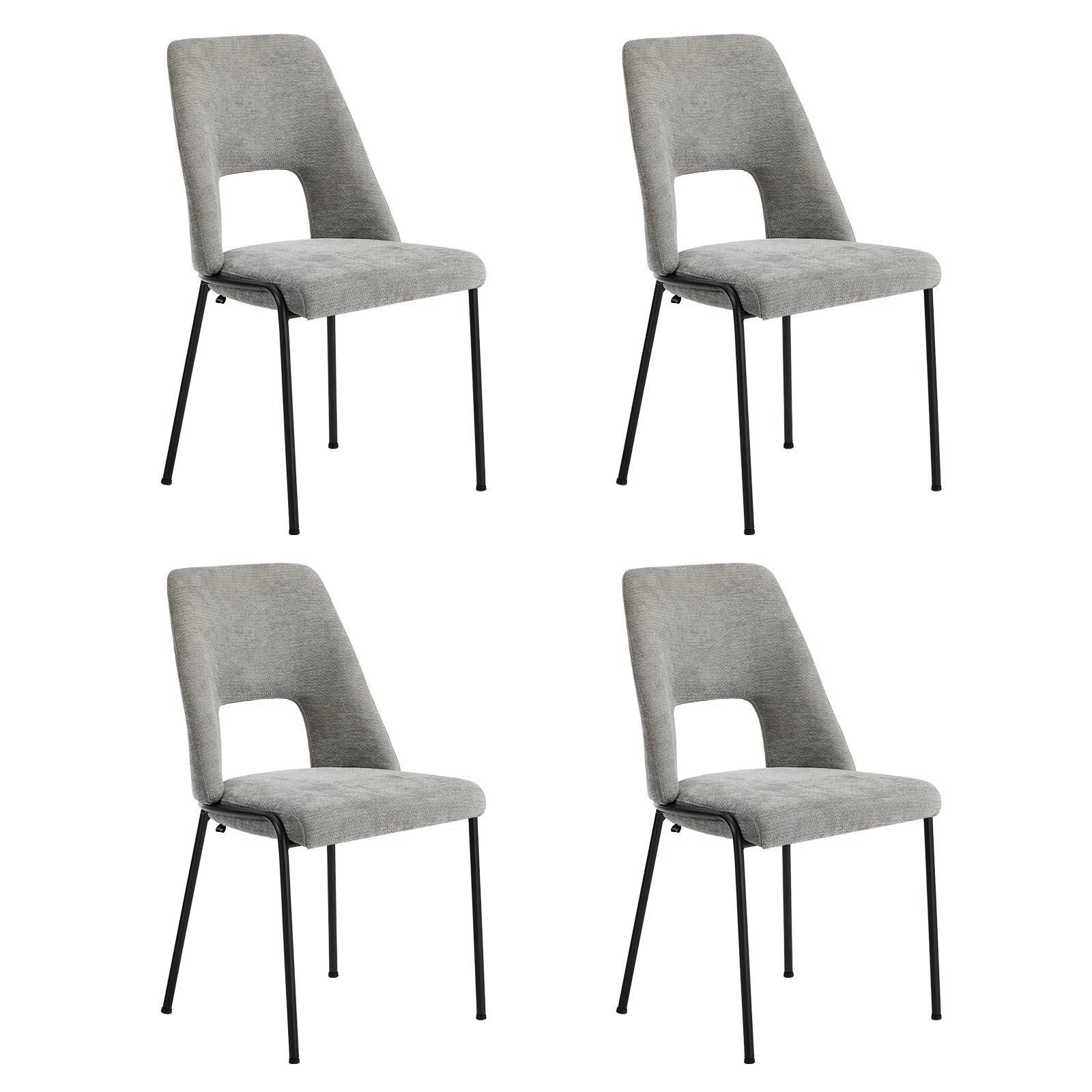 1 Oikiture 4x Dining Chairs Chenille Fabric Kitchen Side Chair - Grey, 1 of 9