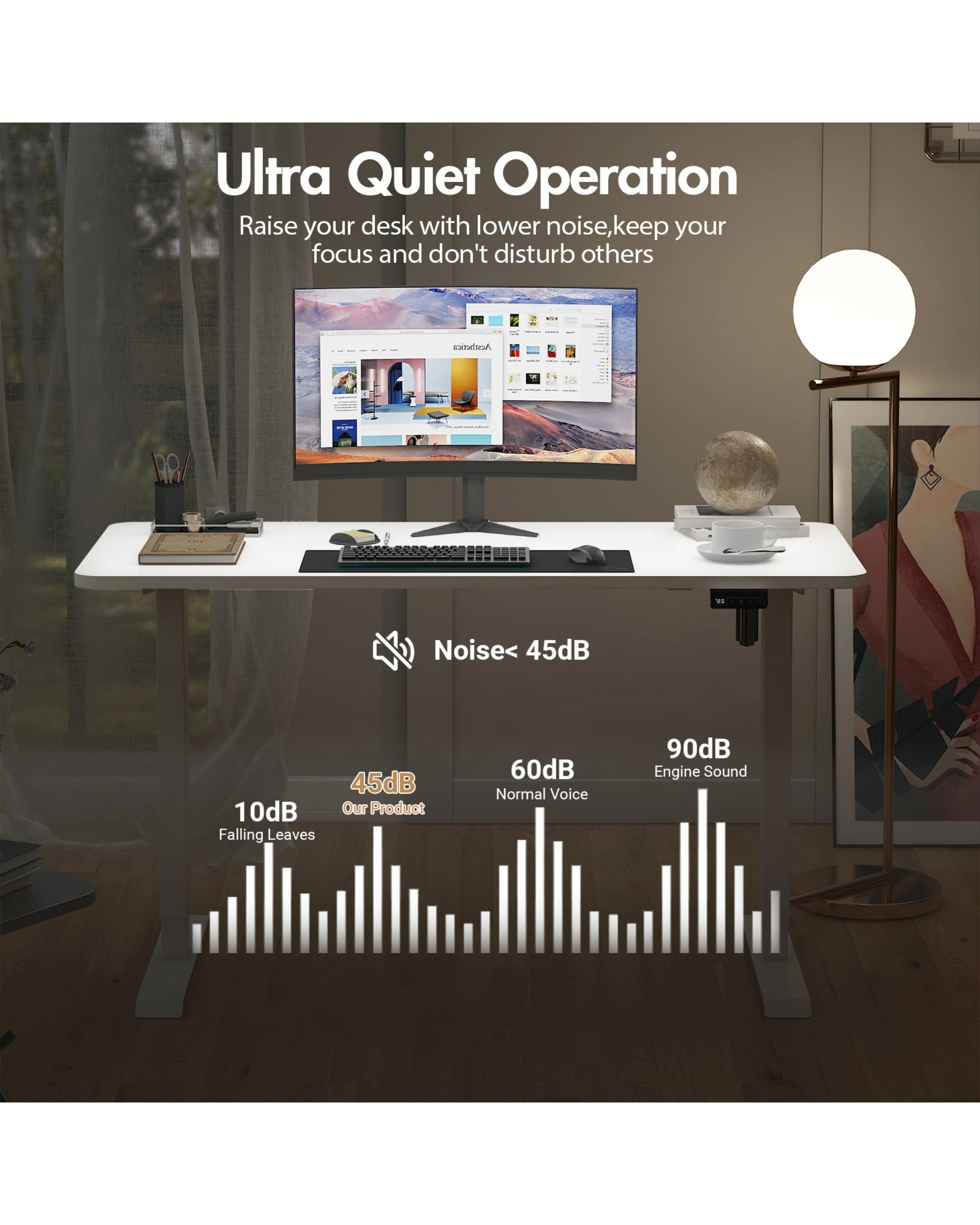 2 Advwin Electric Standing Desk Adjustable Height Ergonomic - White, 2 of 3