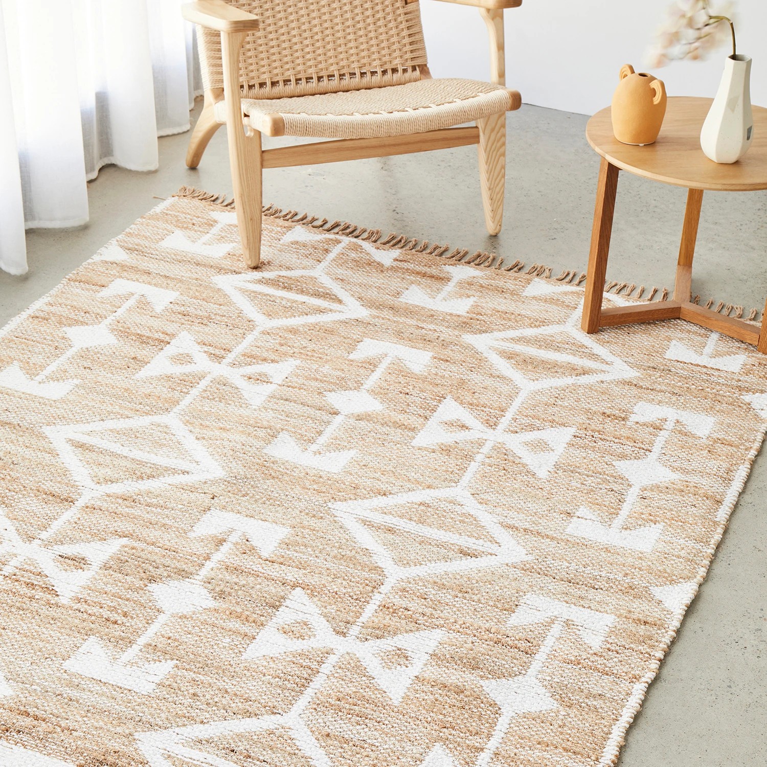 1 Common Ground Rugs Grove Trudy 225x155cm - Medium Hand Loomed Jute Floor Rug - White, 1 of 8